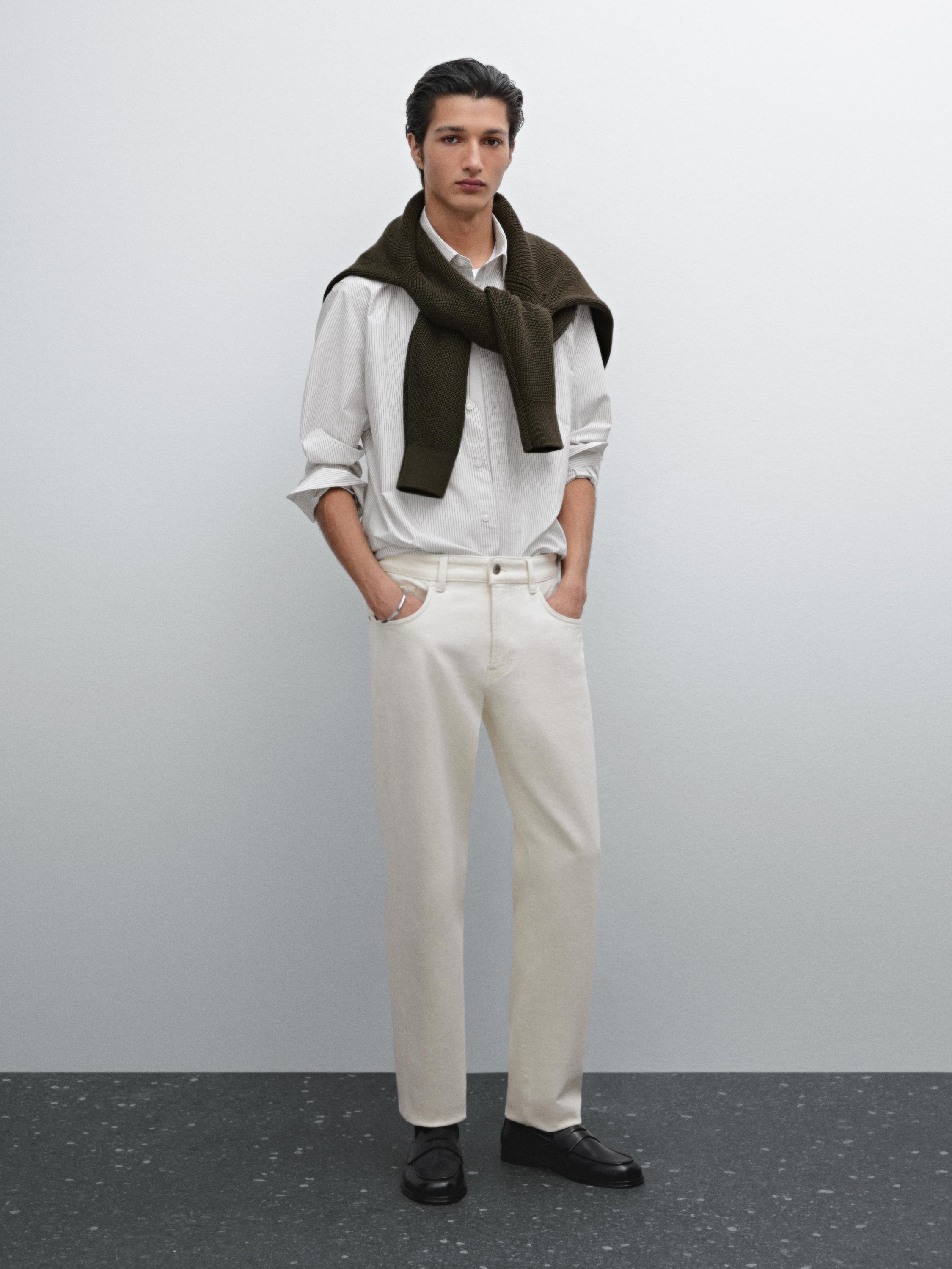 Slim fit 修身版条纹府绸衬衫