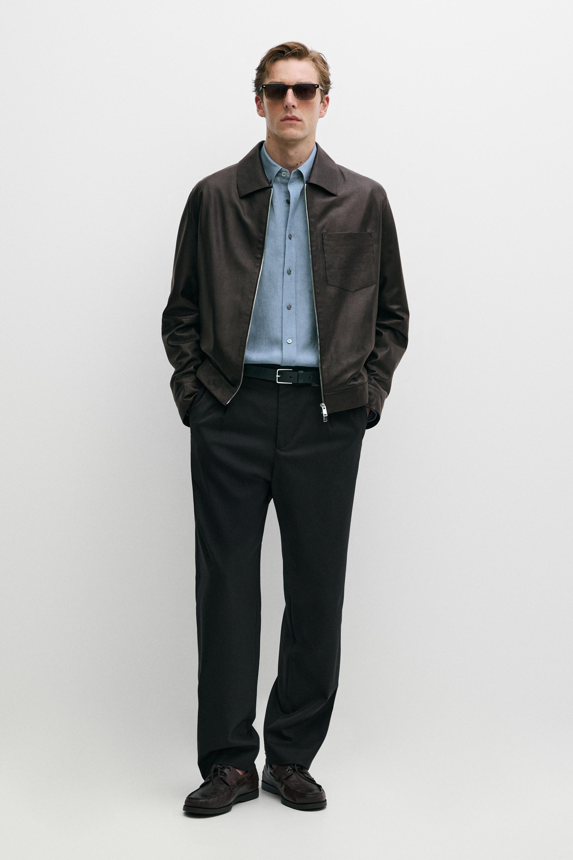 Nappa leather jacket with pocket
