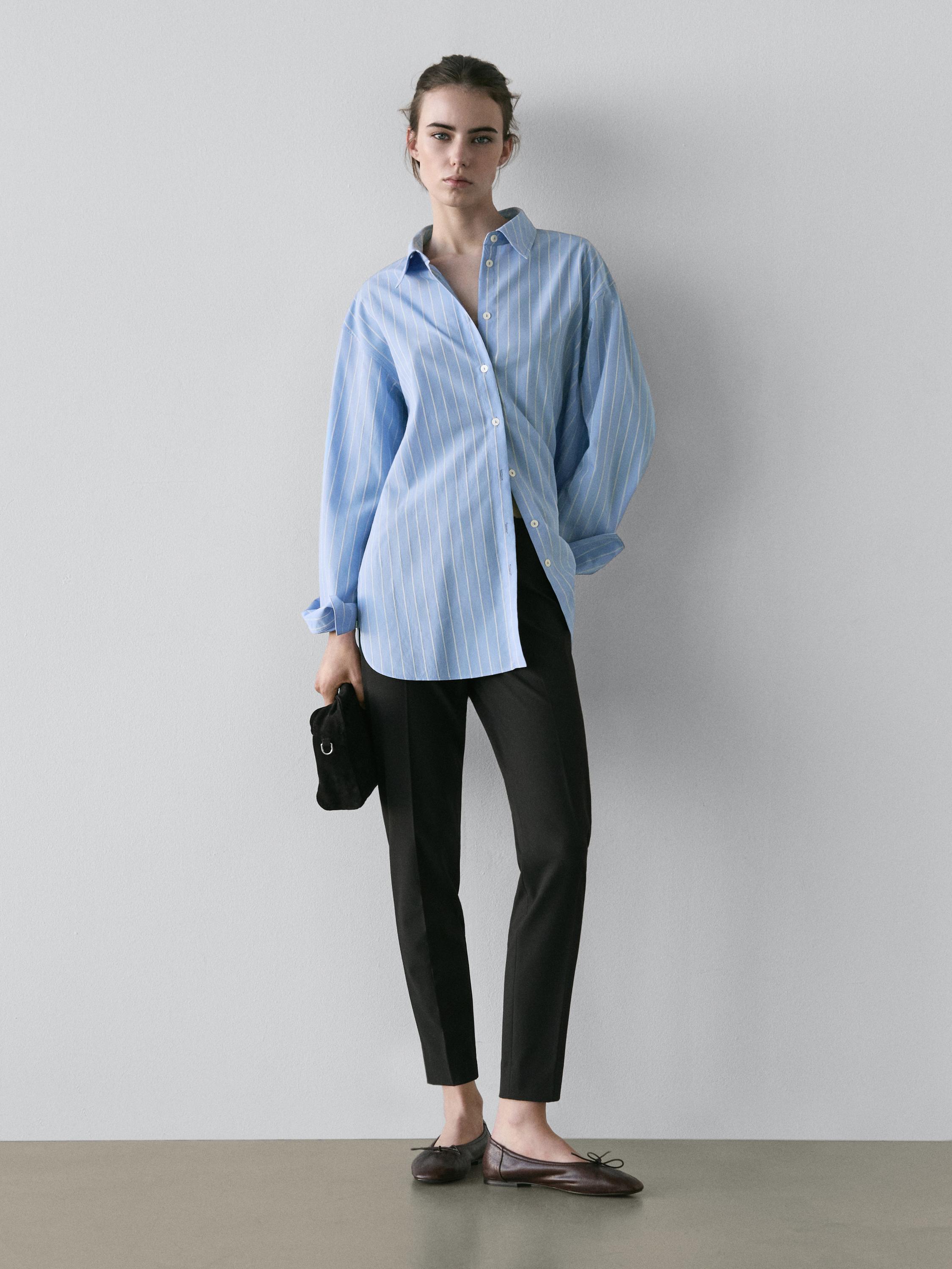 Striped loose-fitting shirt