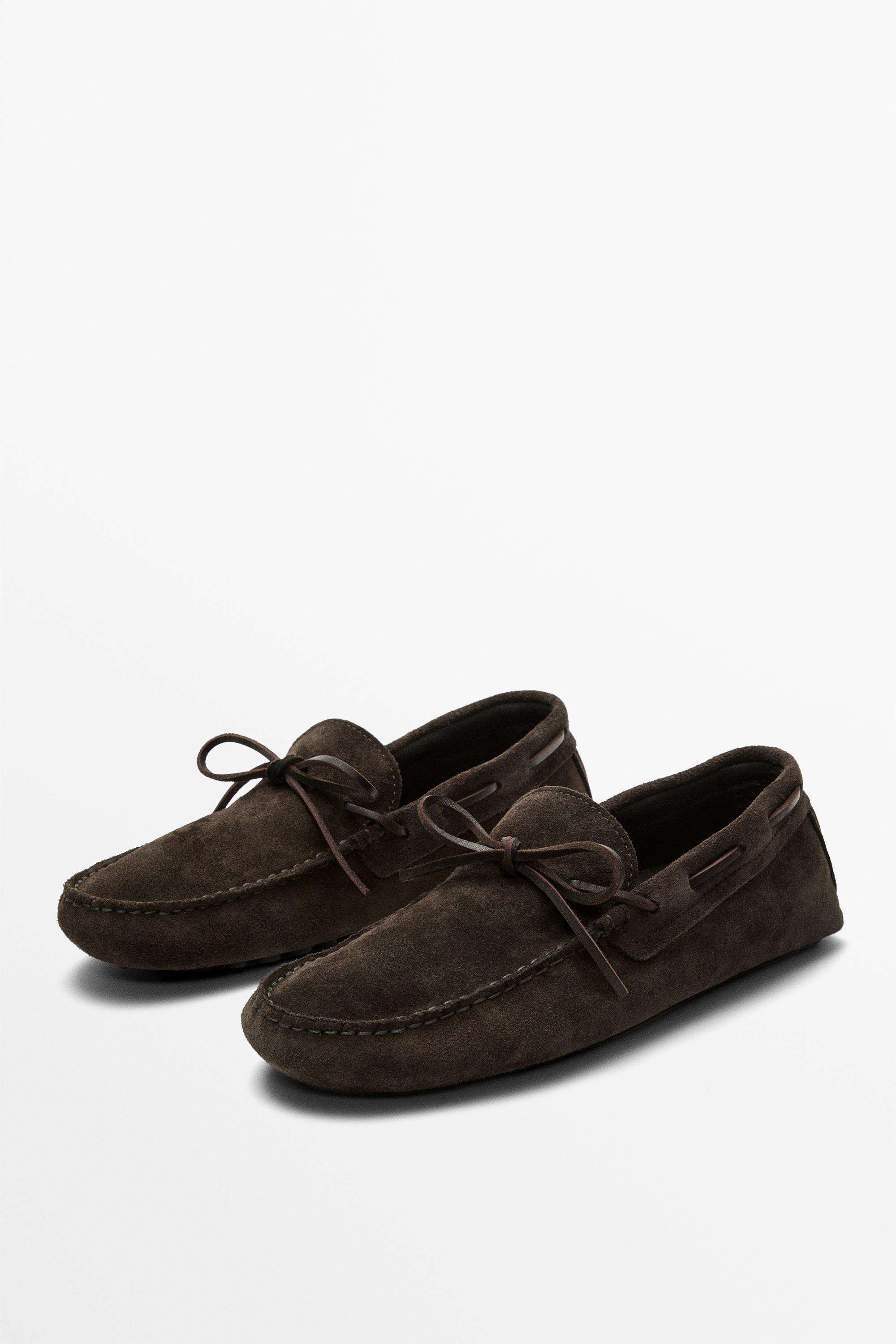 Soft leather loafers with tie