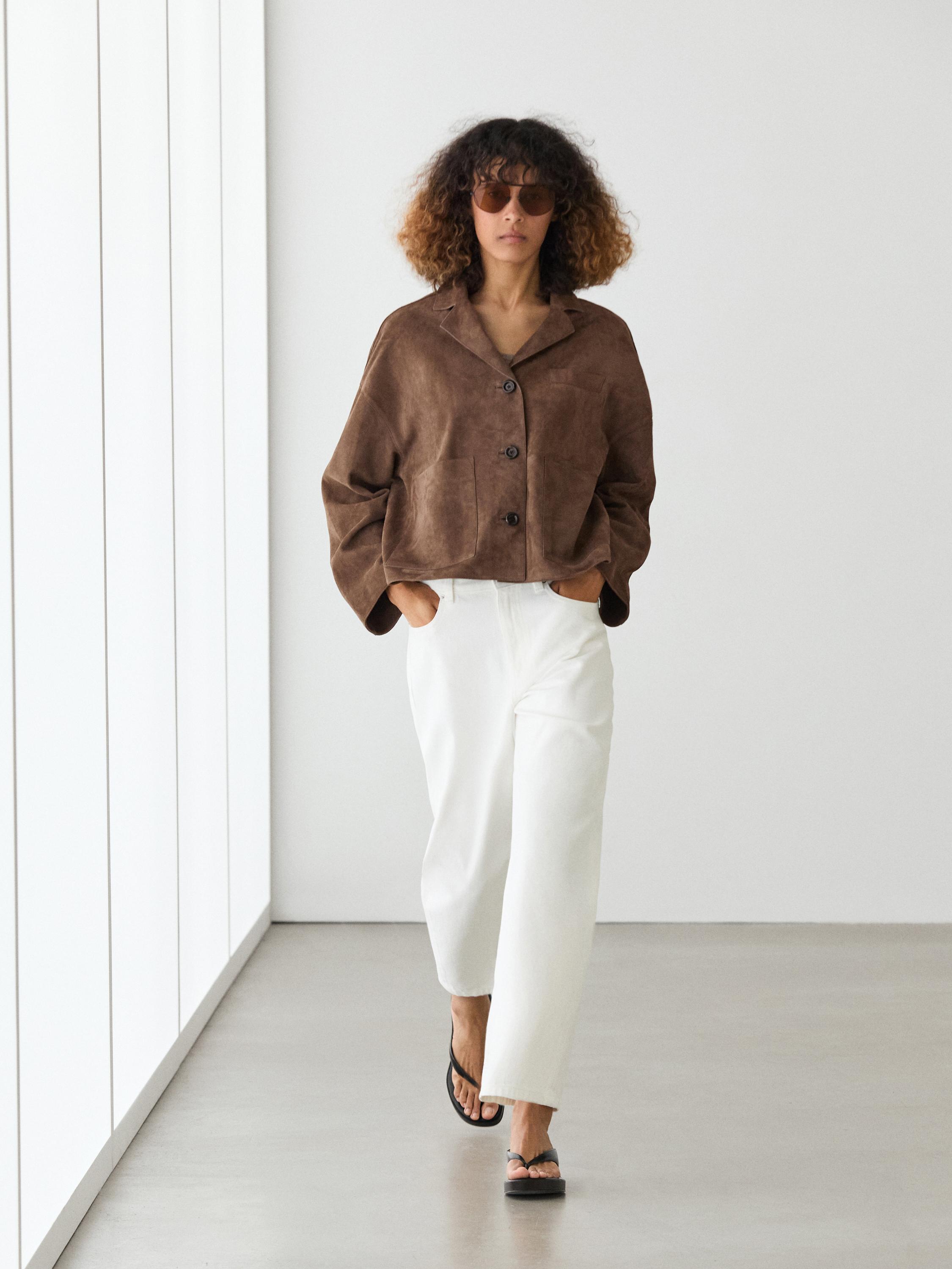 Flowing suede leather jacket