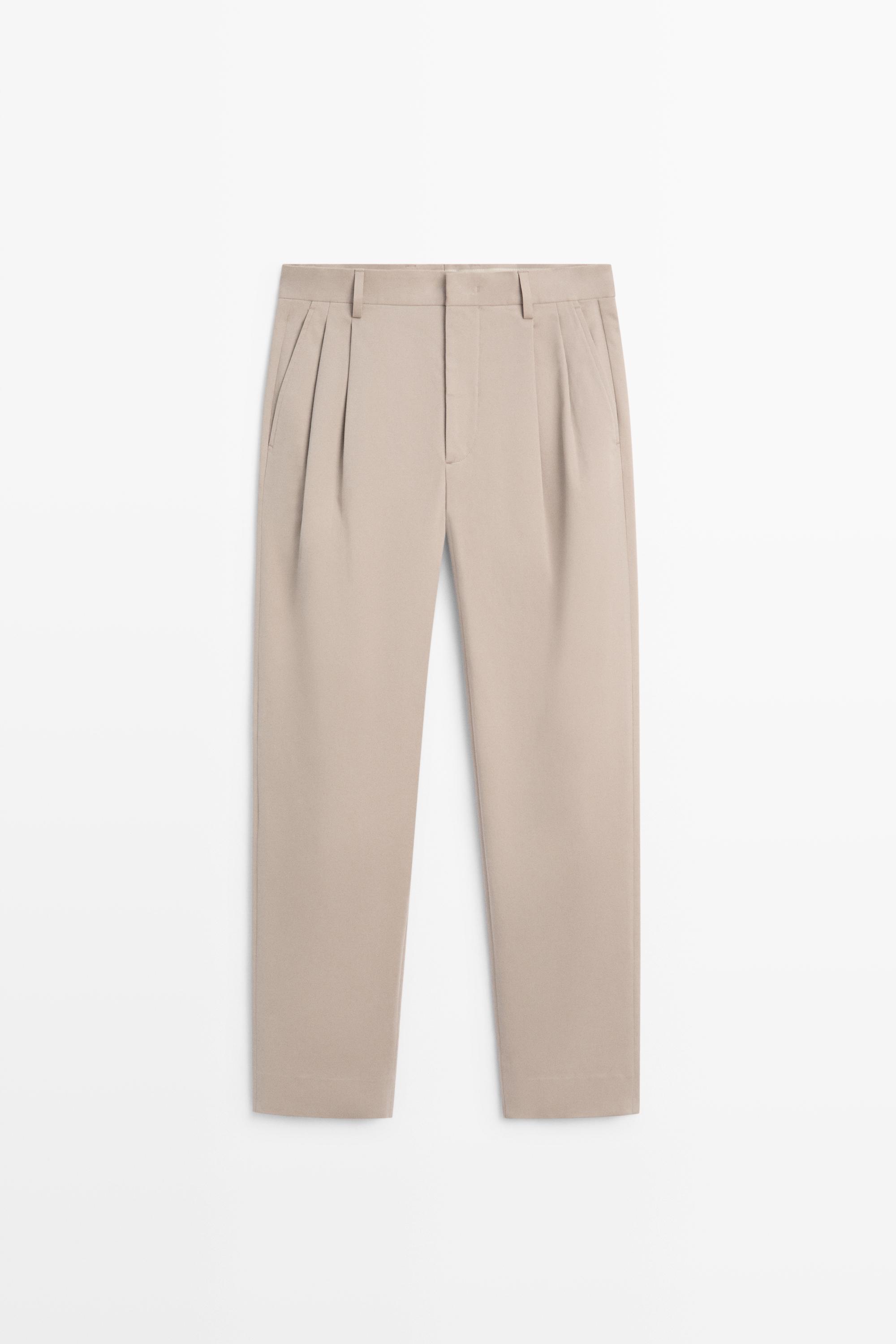 Cotton blend darted pants