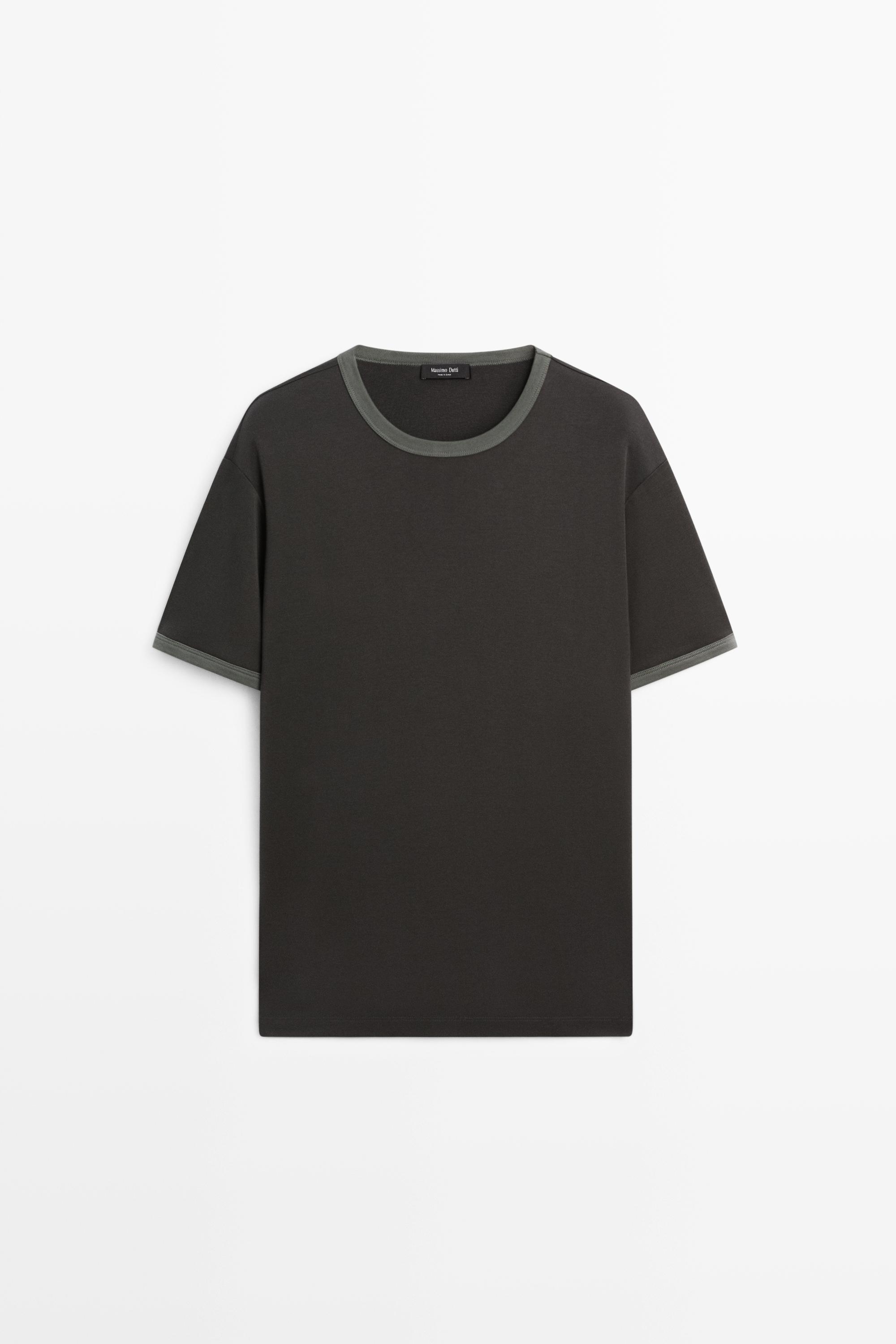 100% cotton contrast neck T-shirt