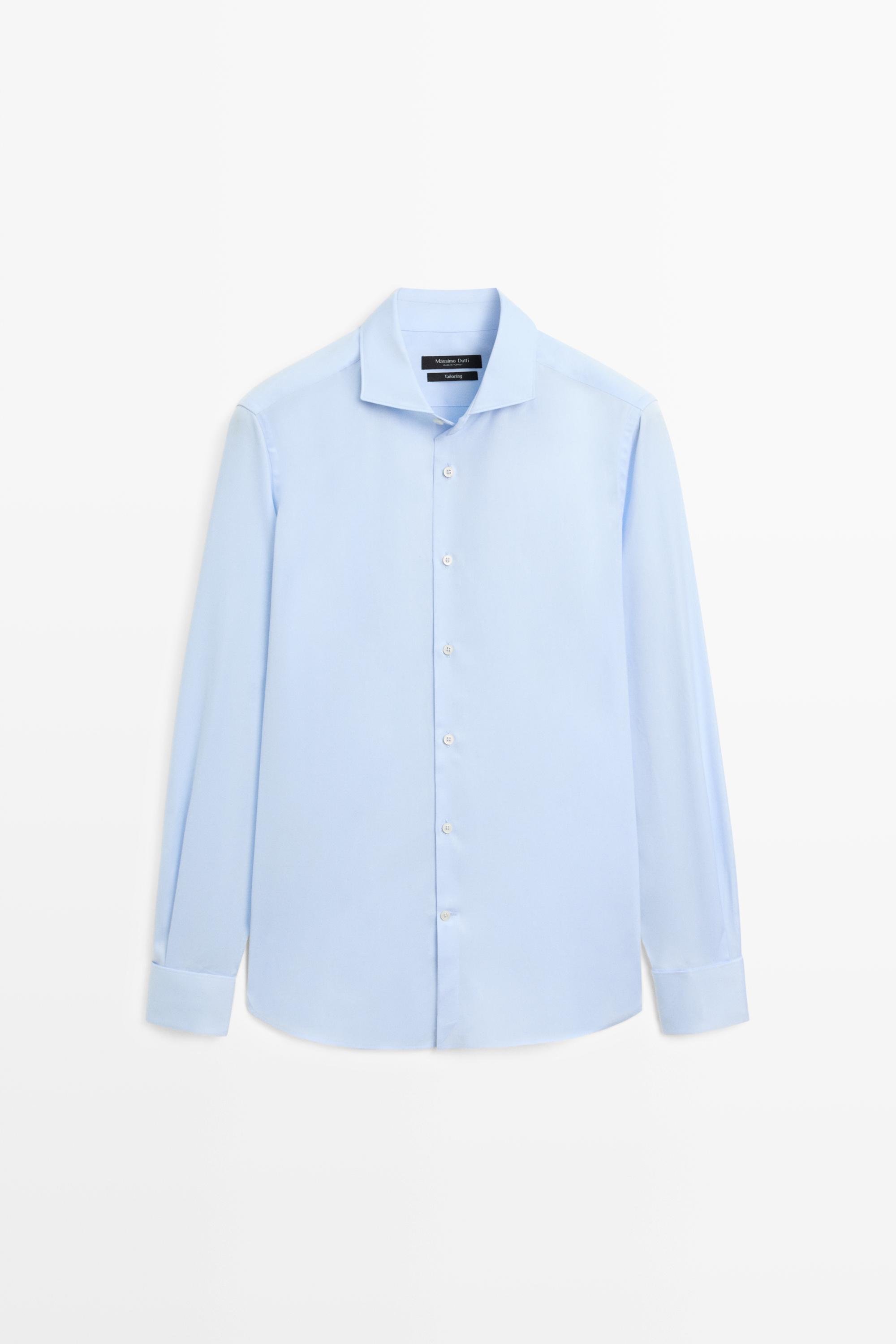 Slim fit 100% cotton shirt with double cuffs