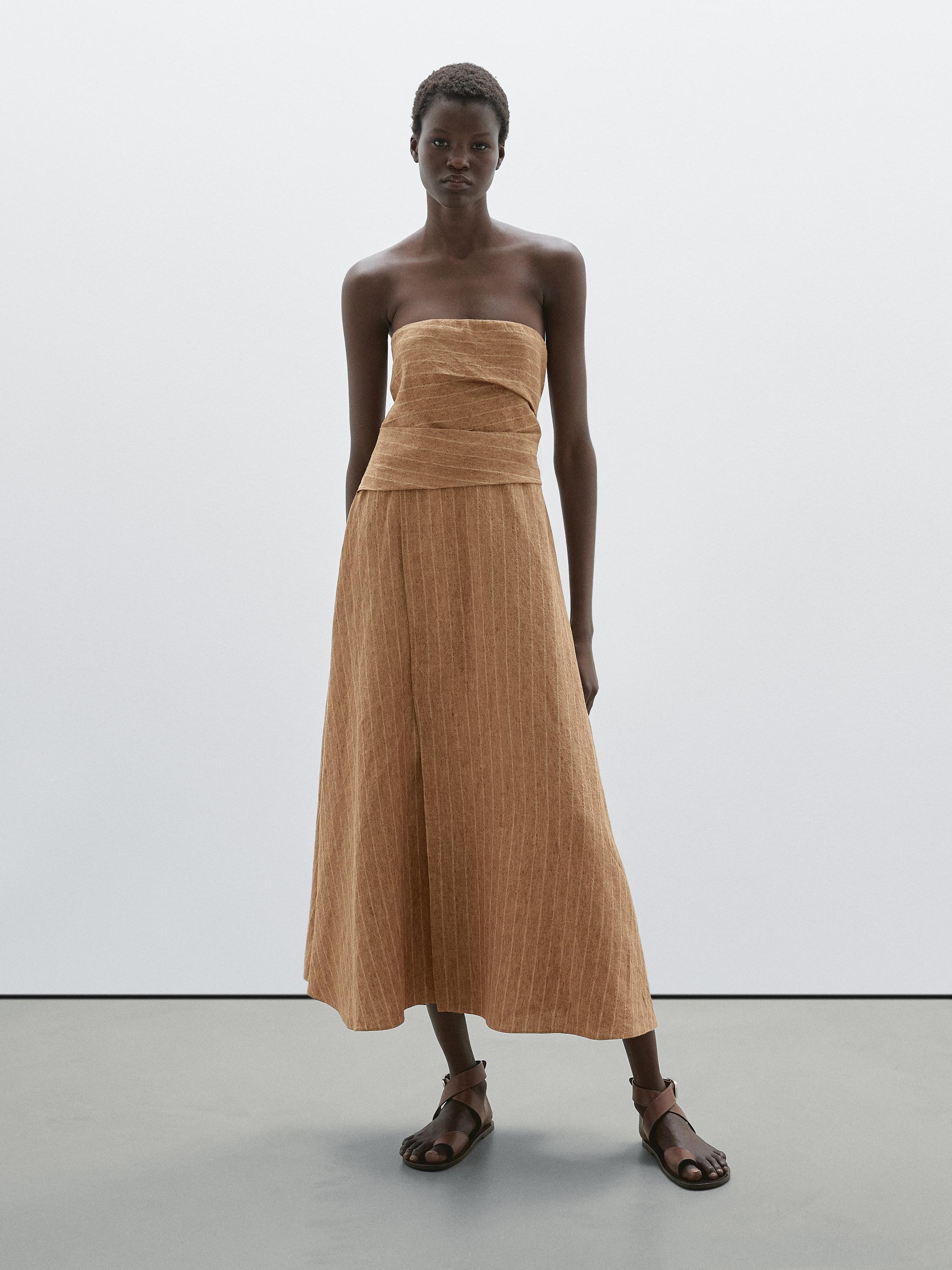 Strapless linen dress