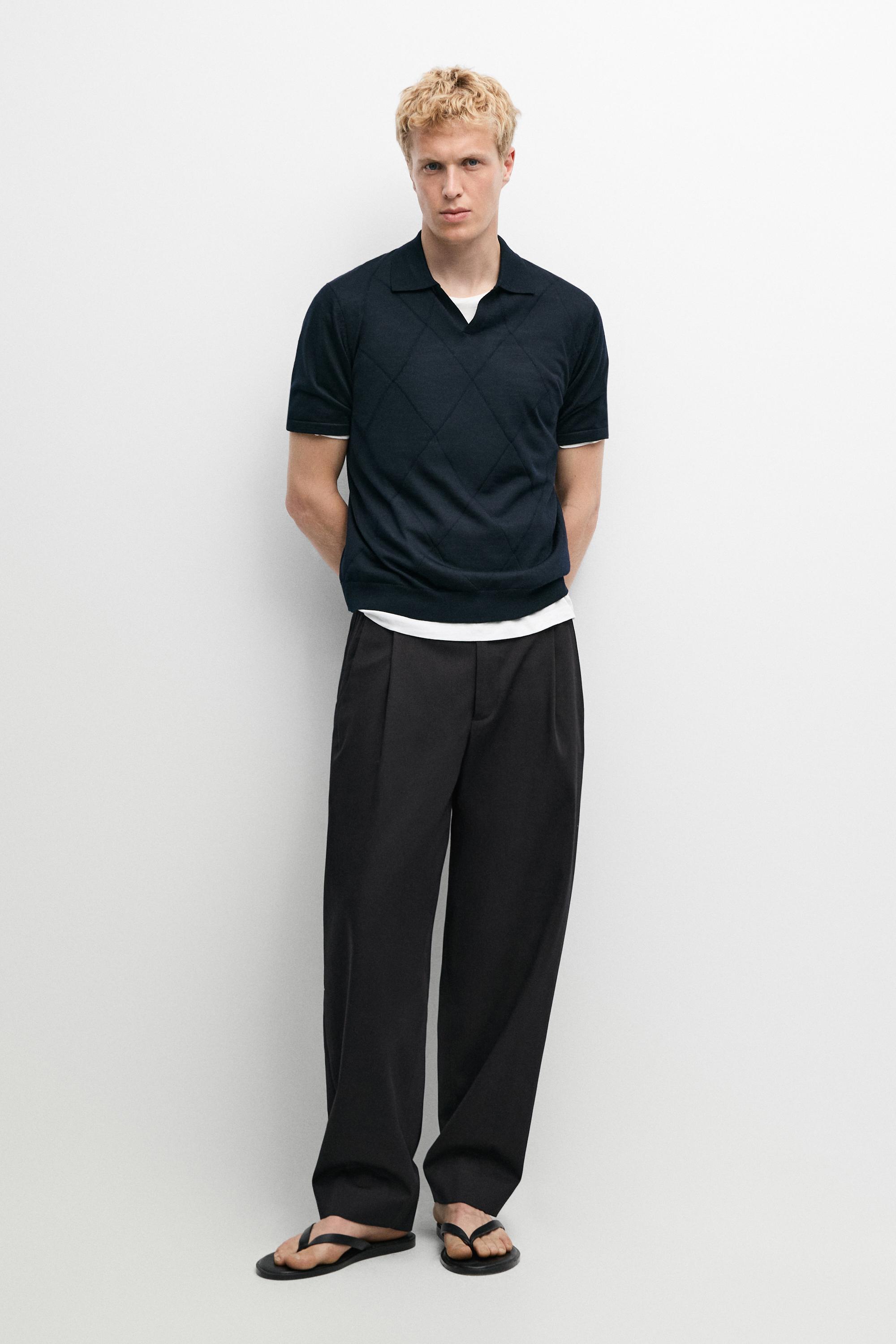 Argyle knit polo sweater