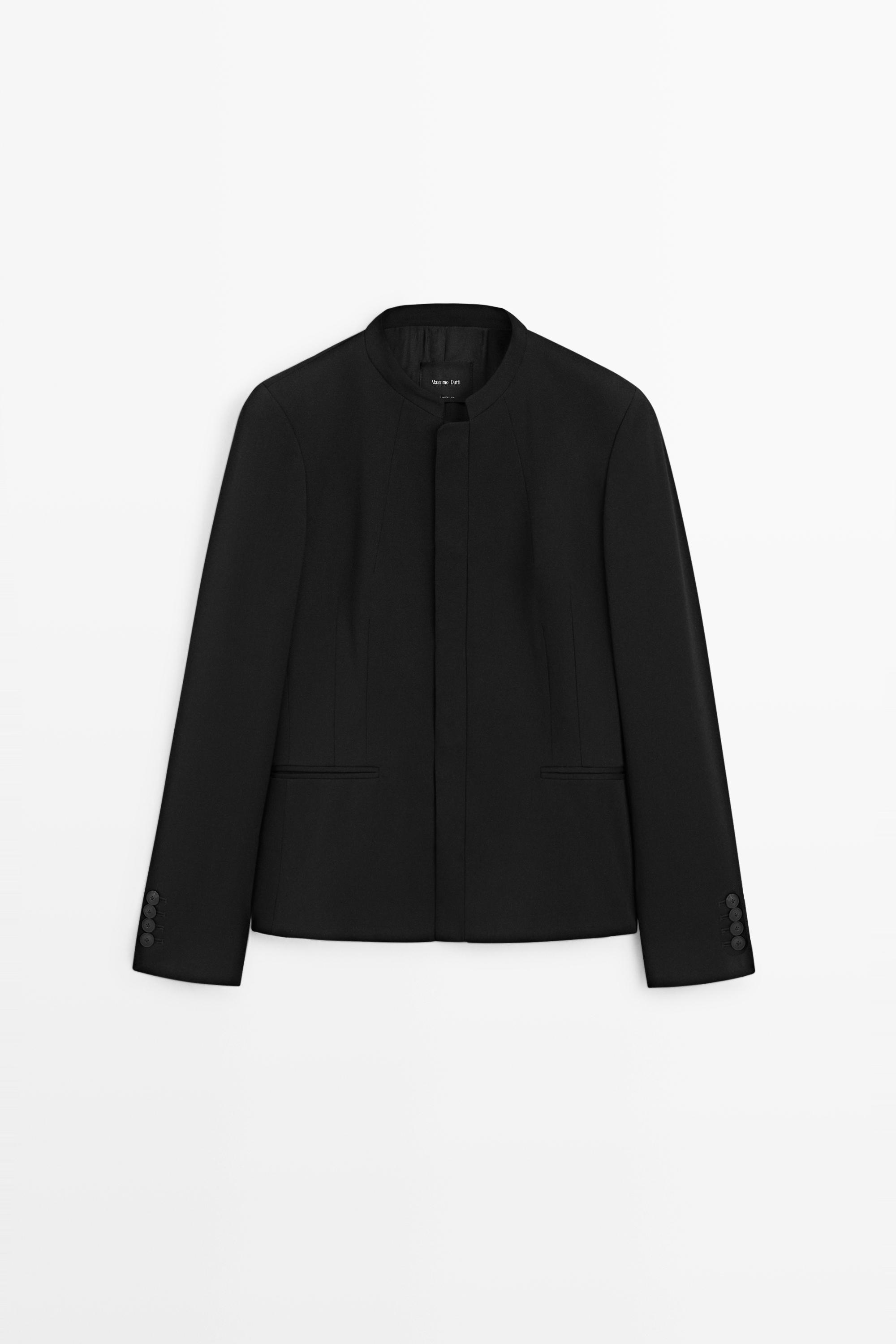 Round neck blazer with dart details