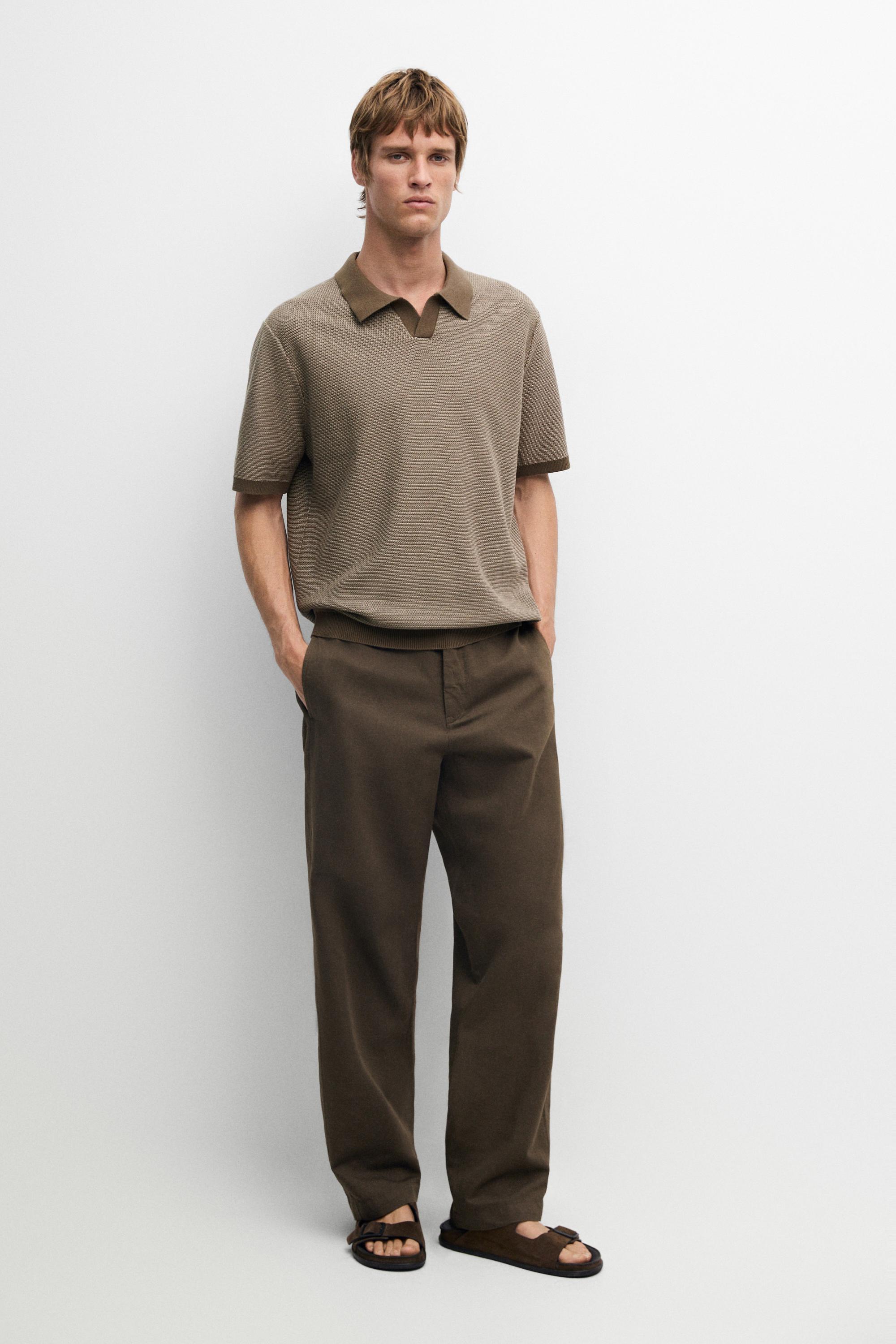 100% cotton contrast knit polo sweater