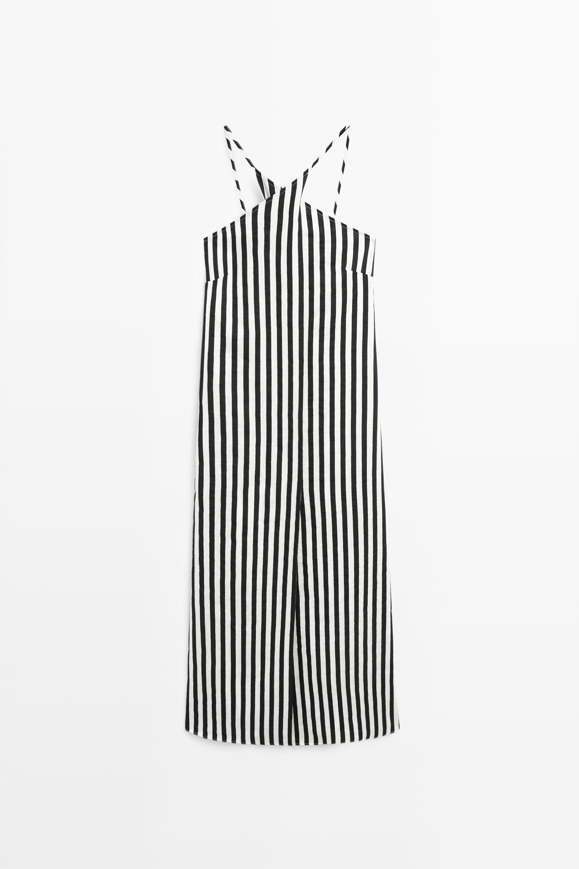 Striped midi dress with crisscross straps