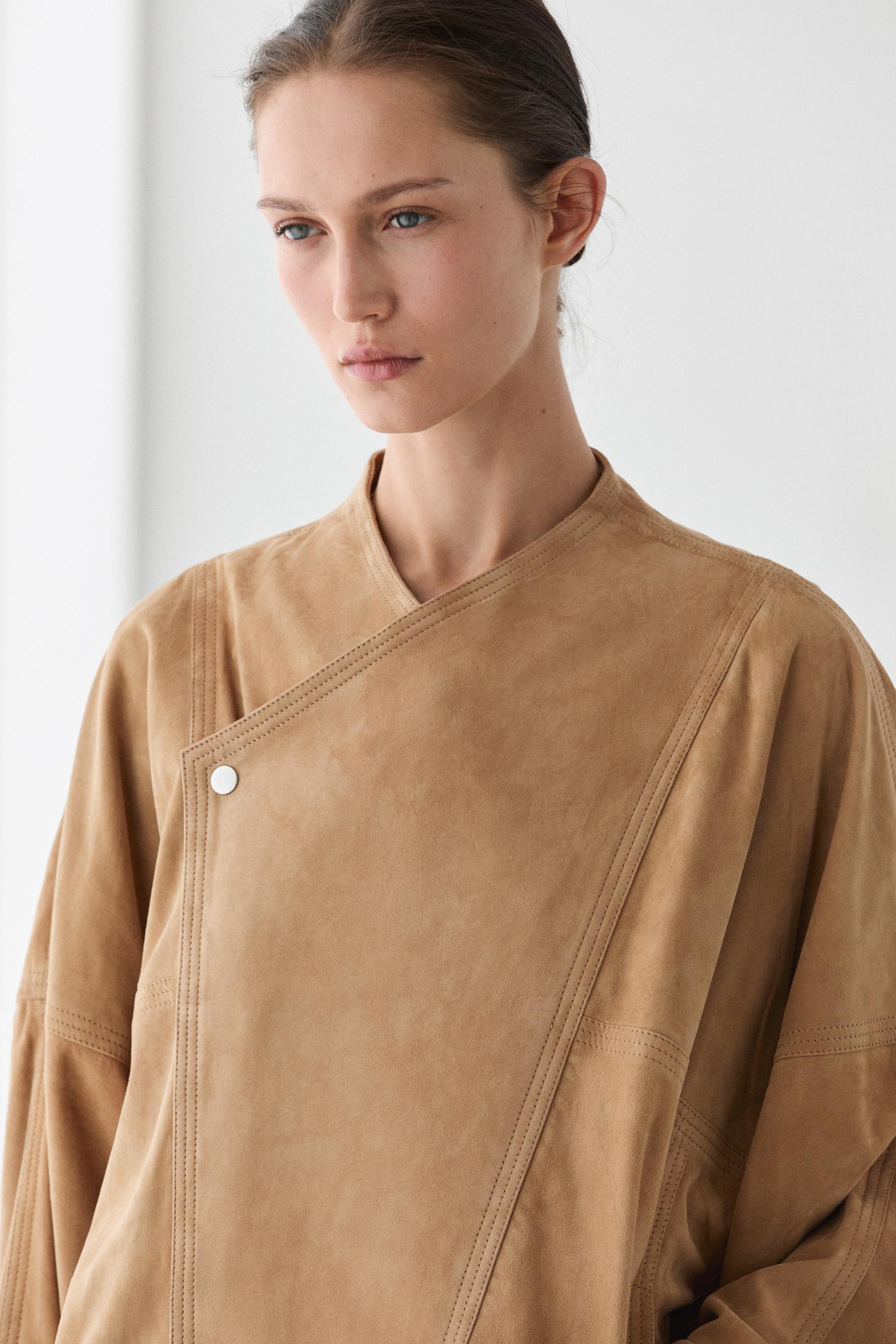 Double-breasted suede jacket