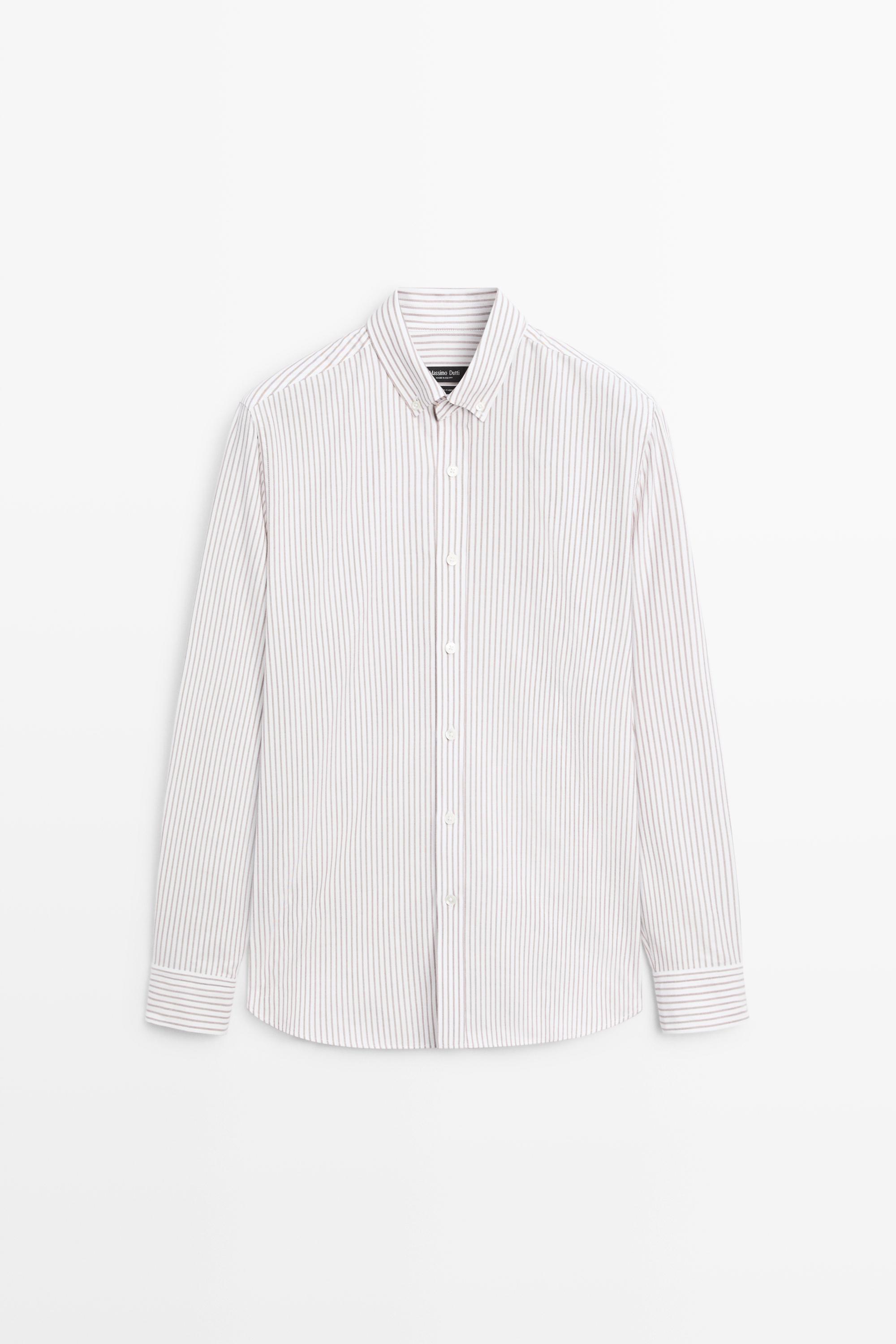 100% cotton regular fit striped shirt