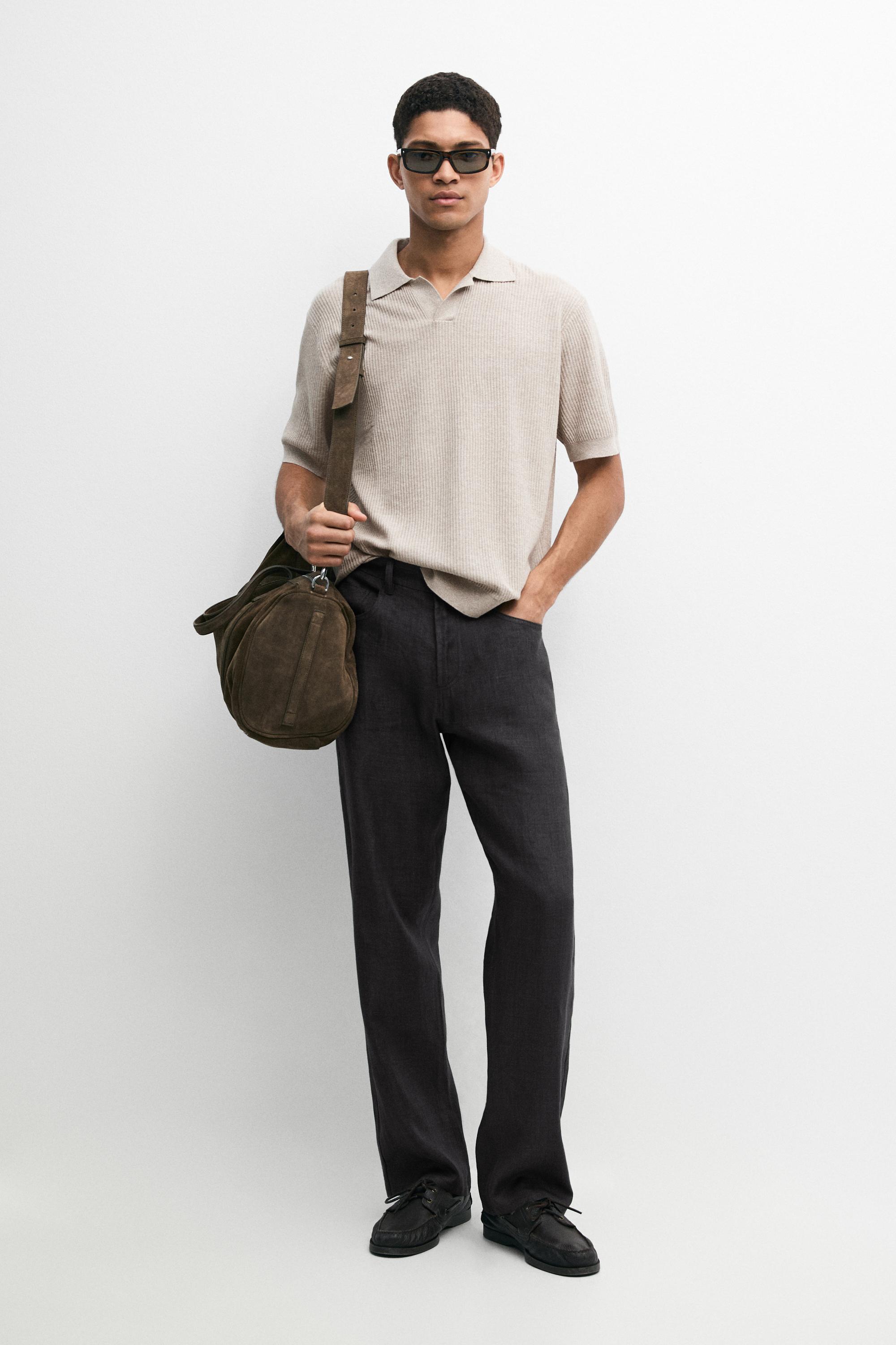 Cotton blend knit polo shirt