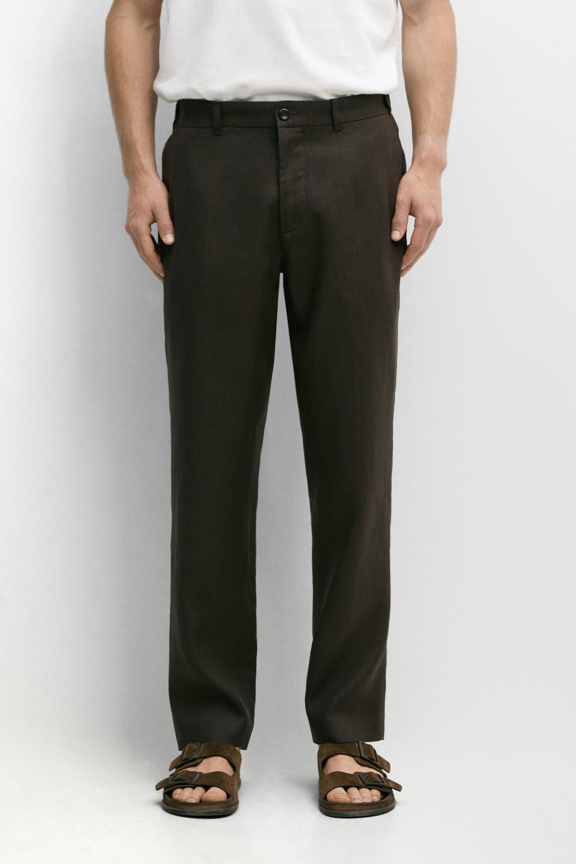 Tapered fit linen pants