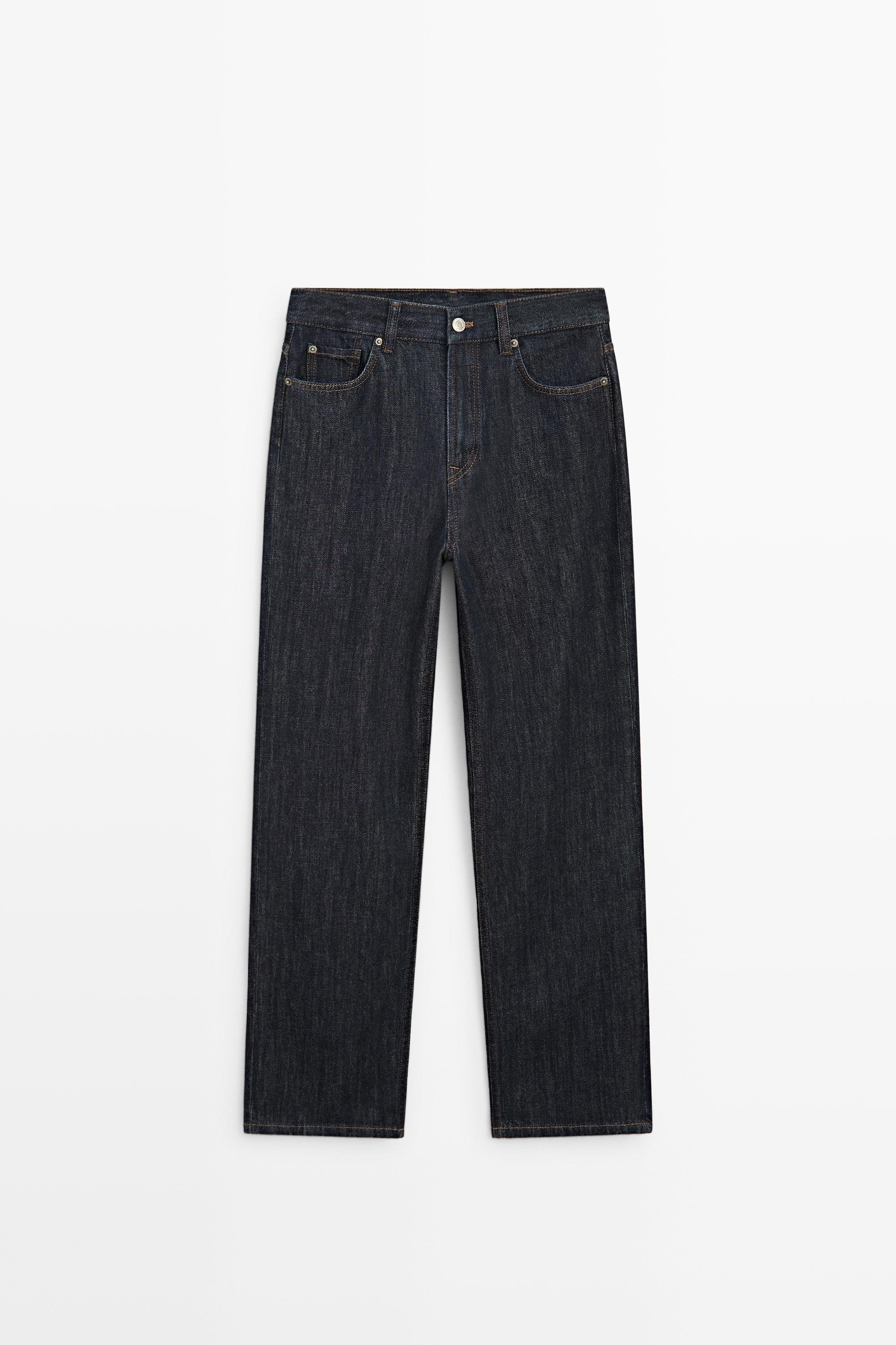 High-waist straight-leg jeans