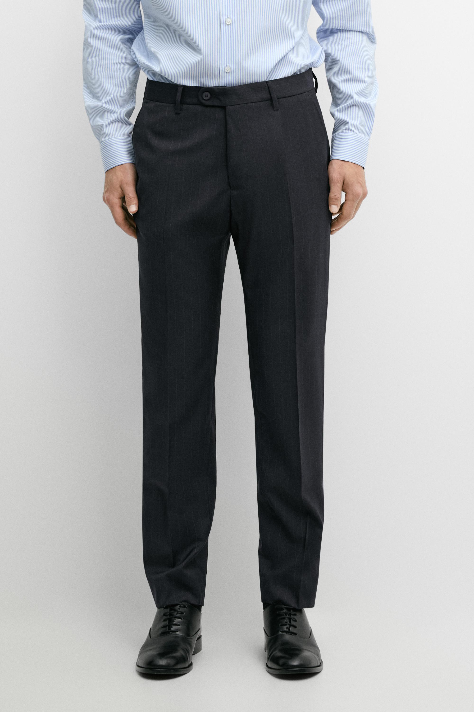 Striped 100% cool wool suit pants