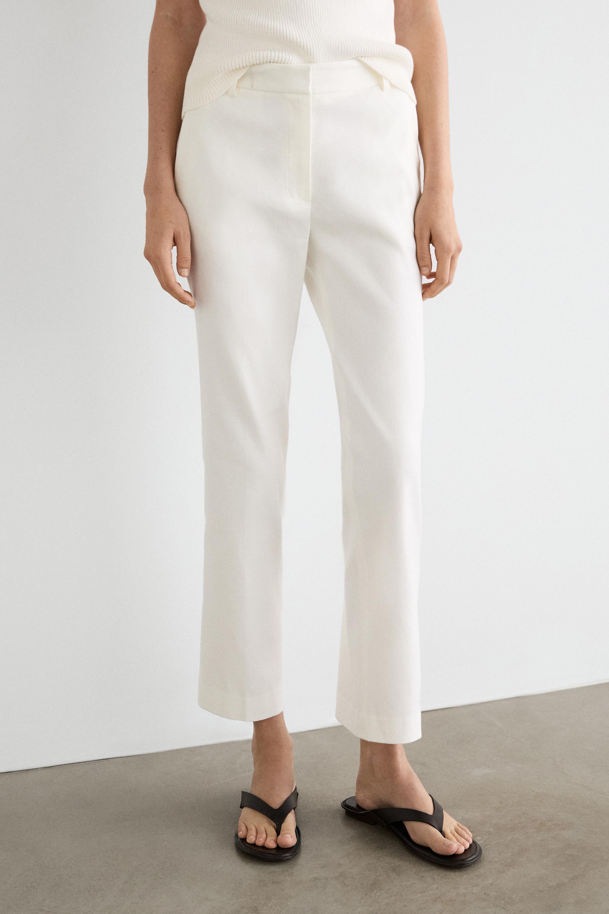 Straight-leg linen blend trousers