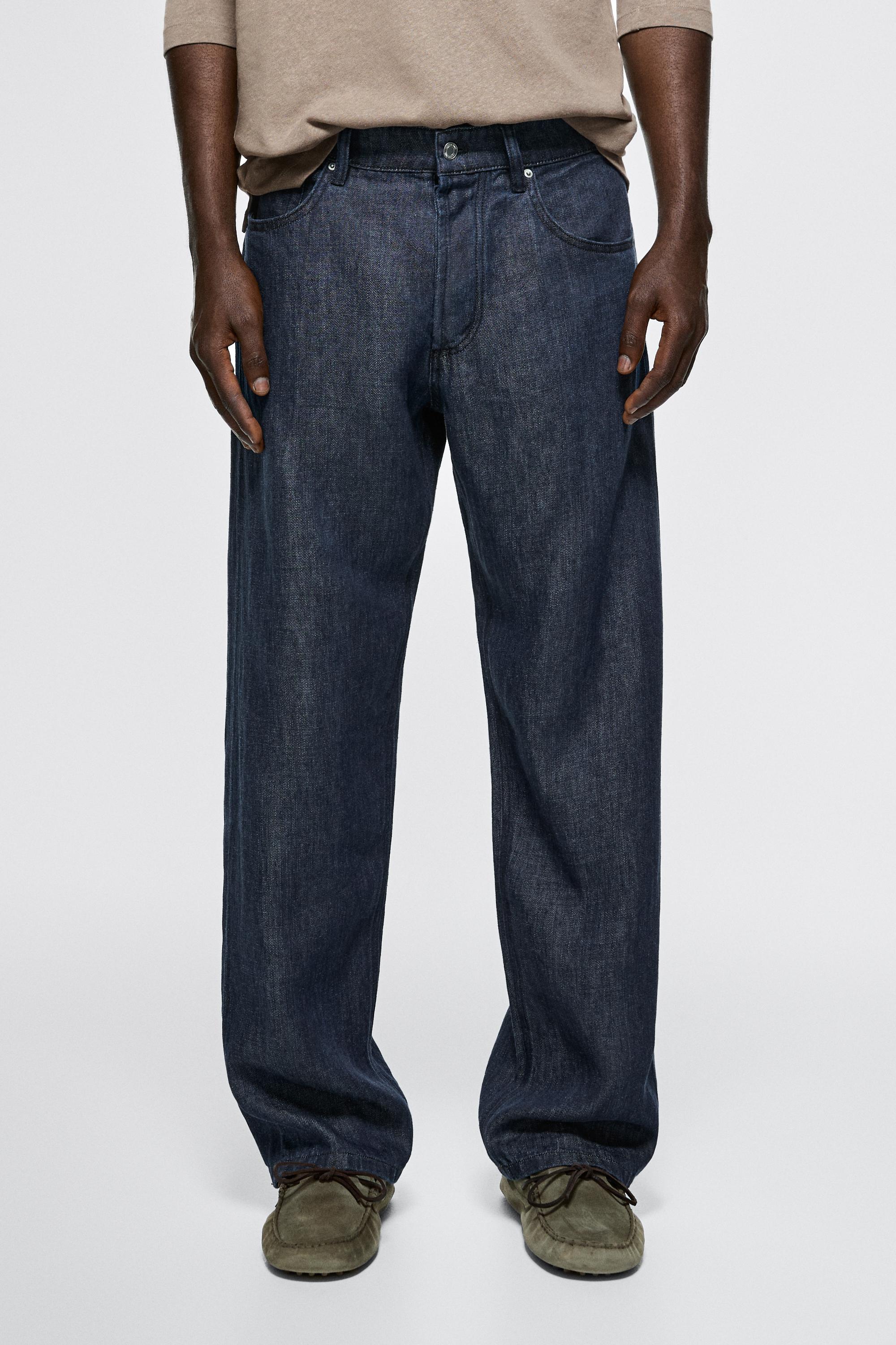 100% linen wide-leg jeans