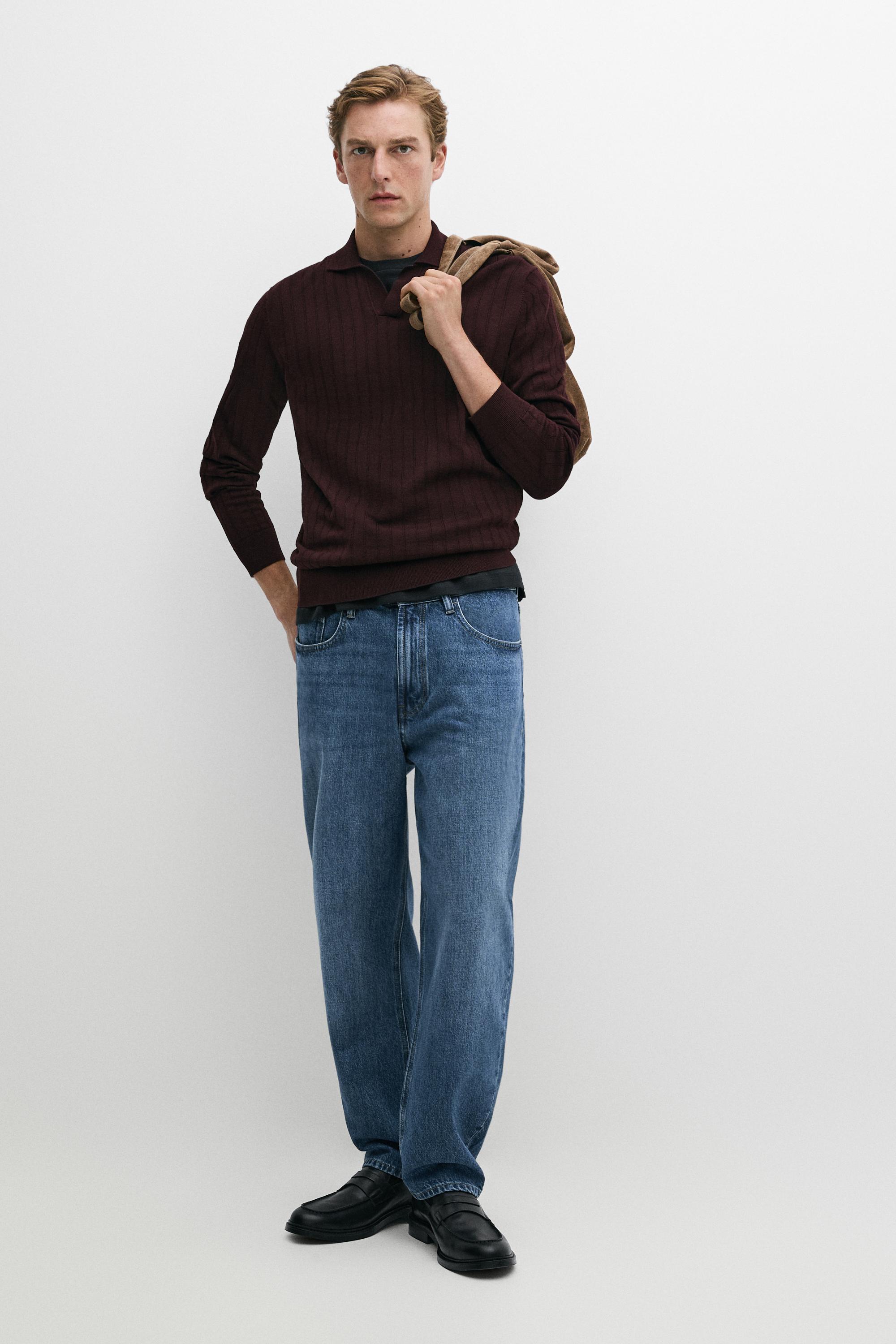 100% Cotton Knit Polo Sweater