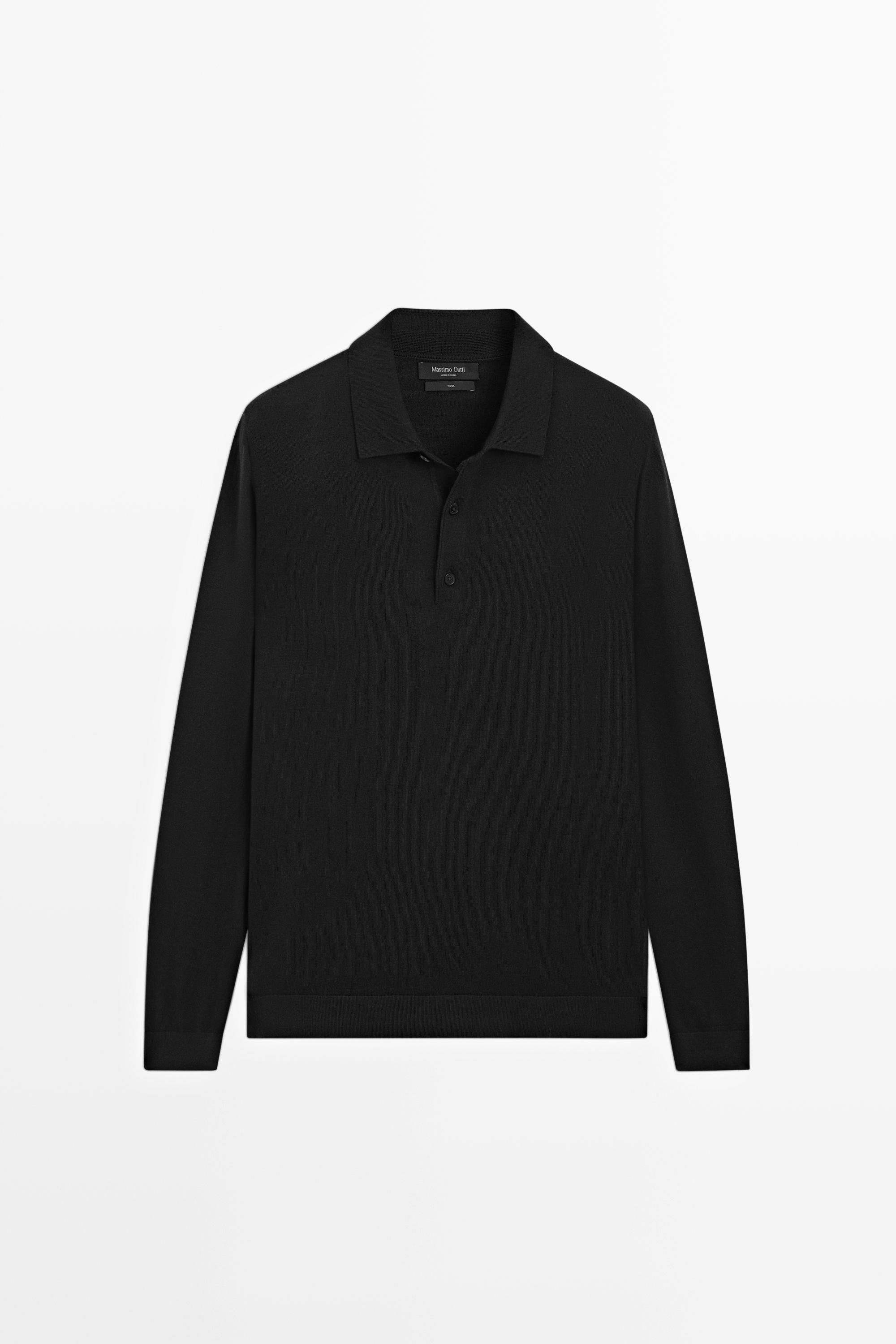 100% merino wool knit polo sweater