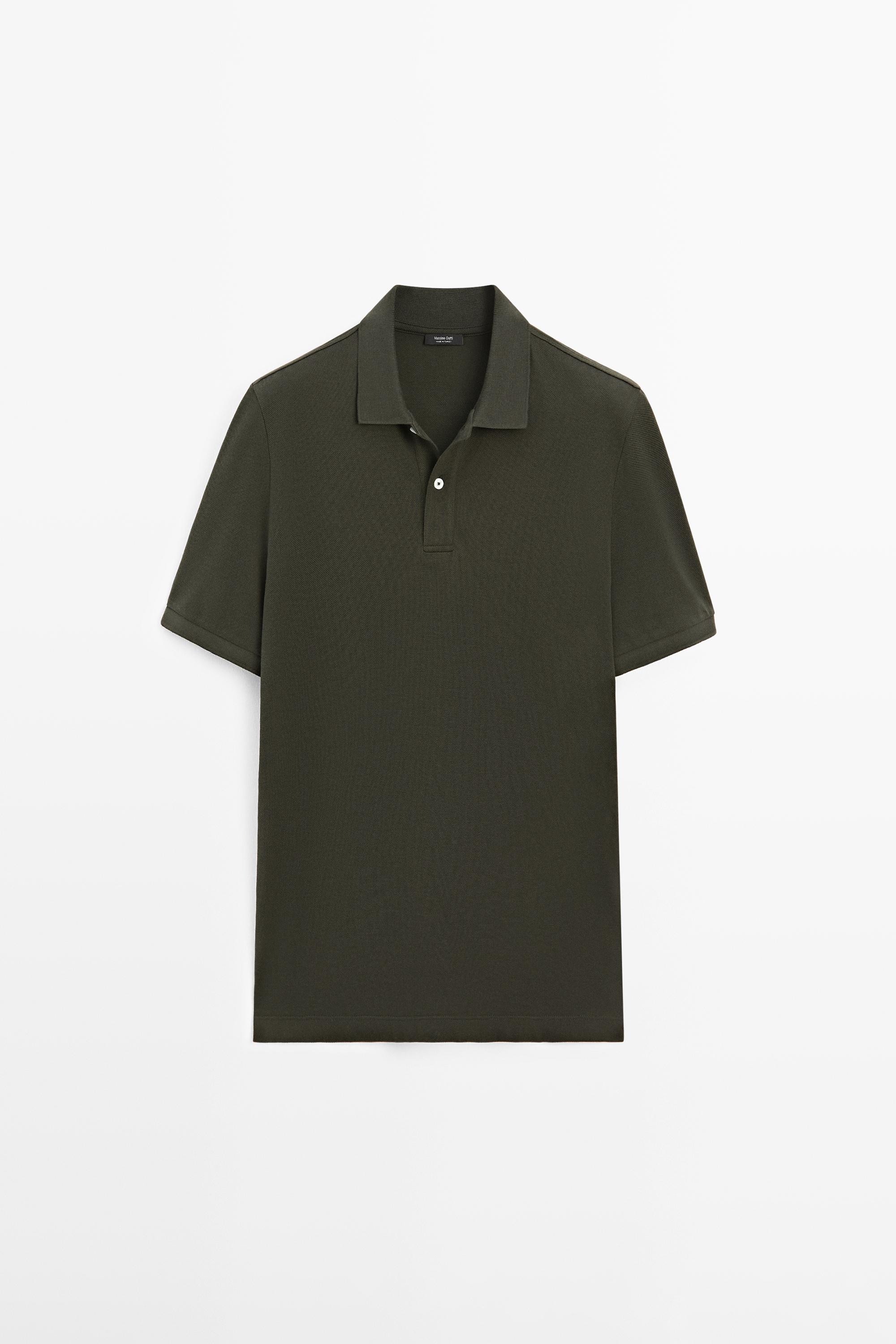 Micro textured cotton piqué polo shirt