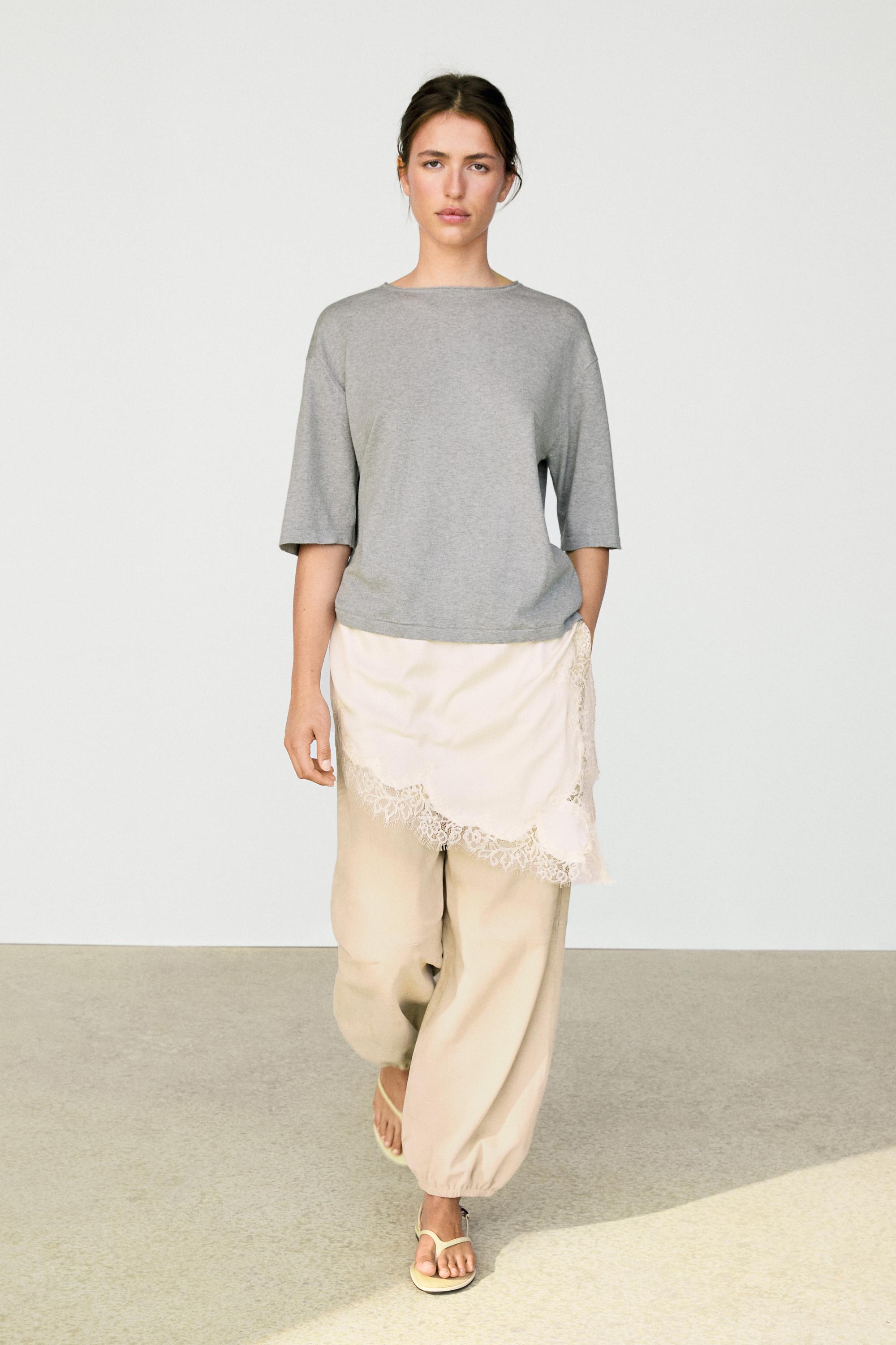 Sweater with contrast lace detail