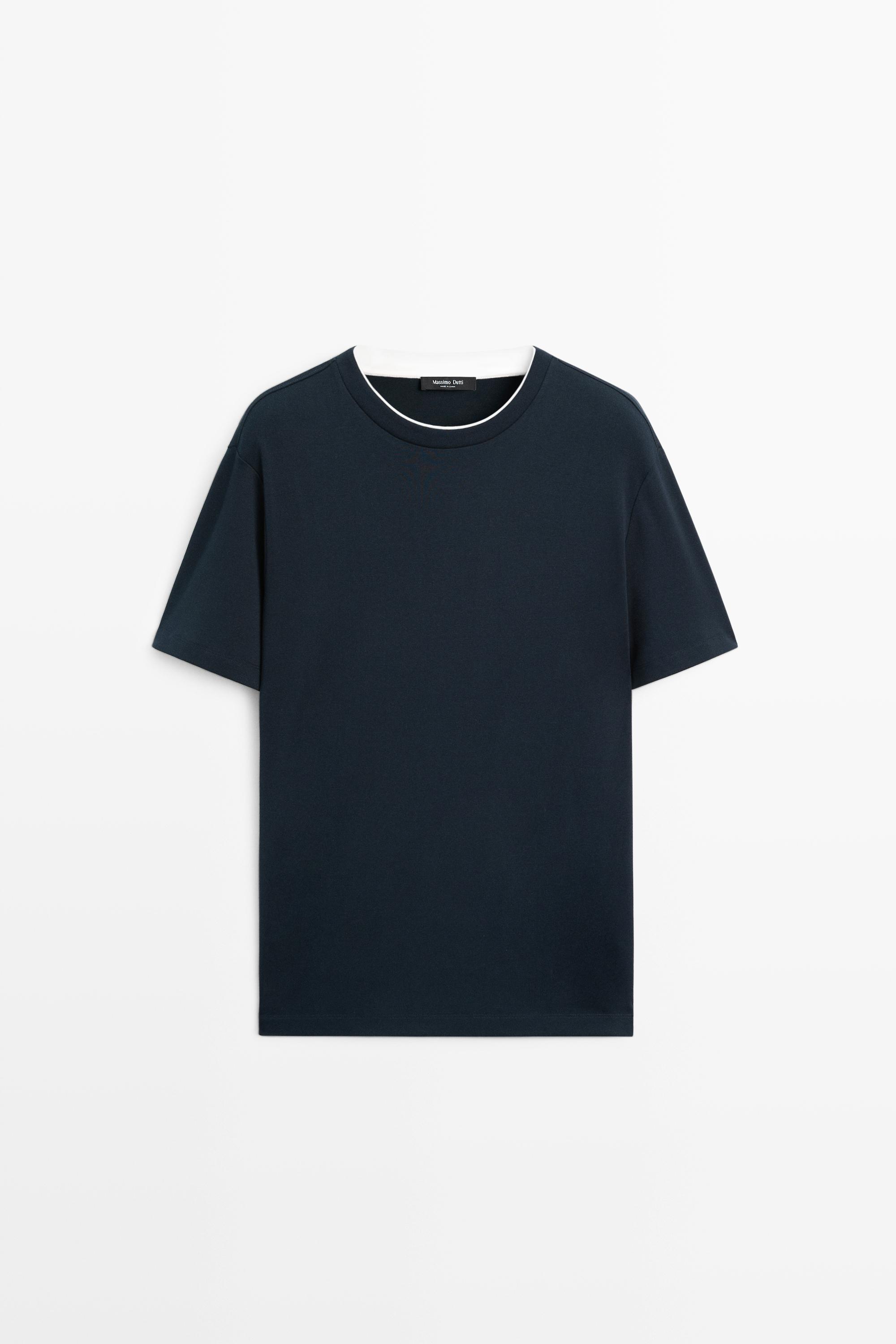 100% cotton layered collar T-shirt