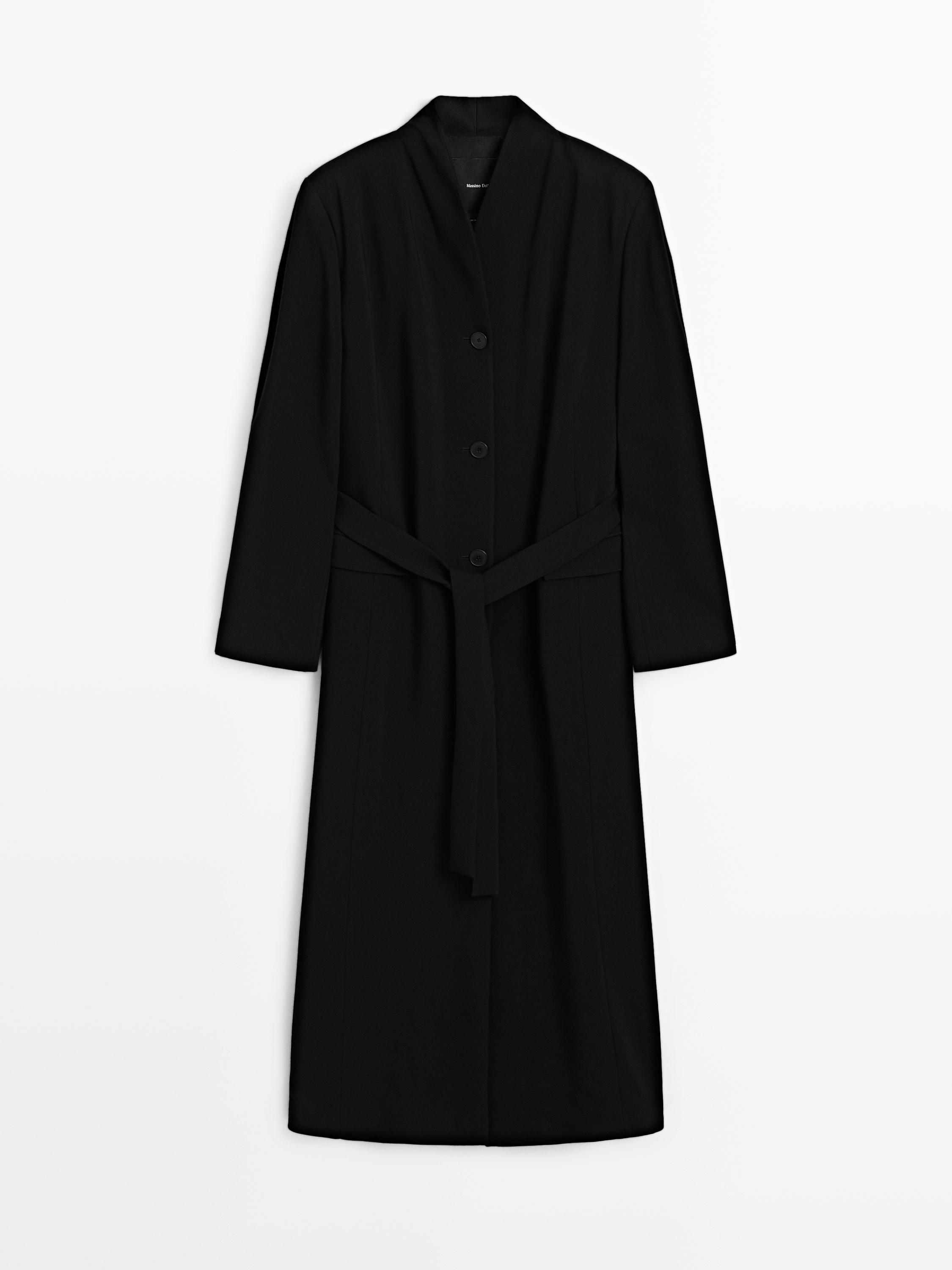 礼服式系腰带绉纱外套