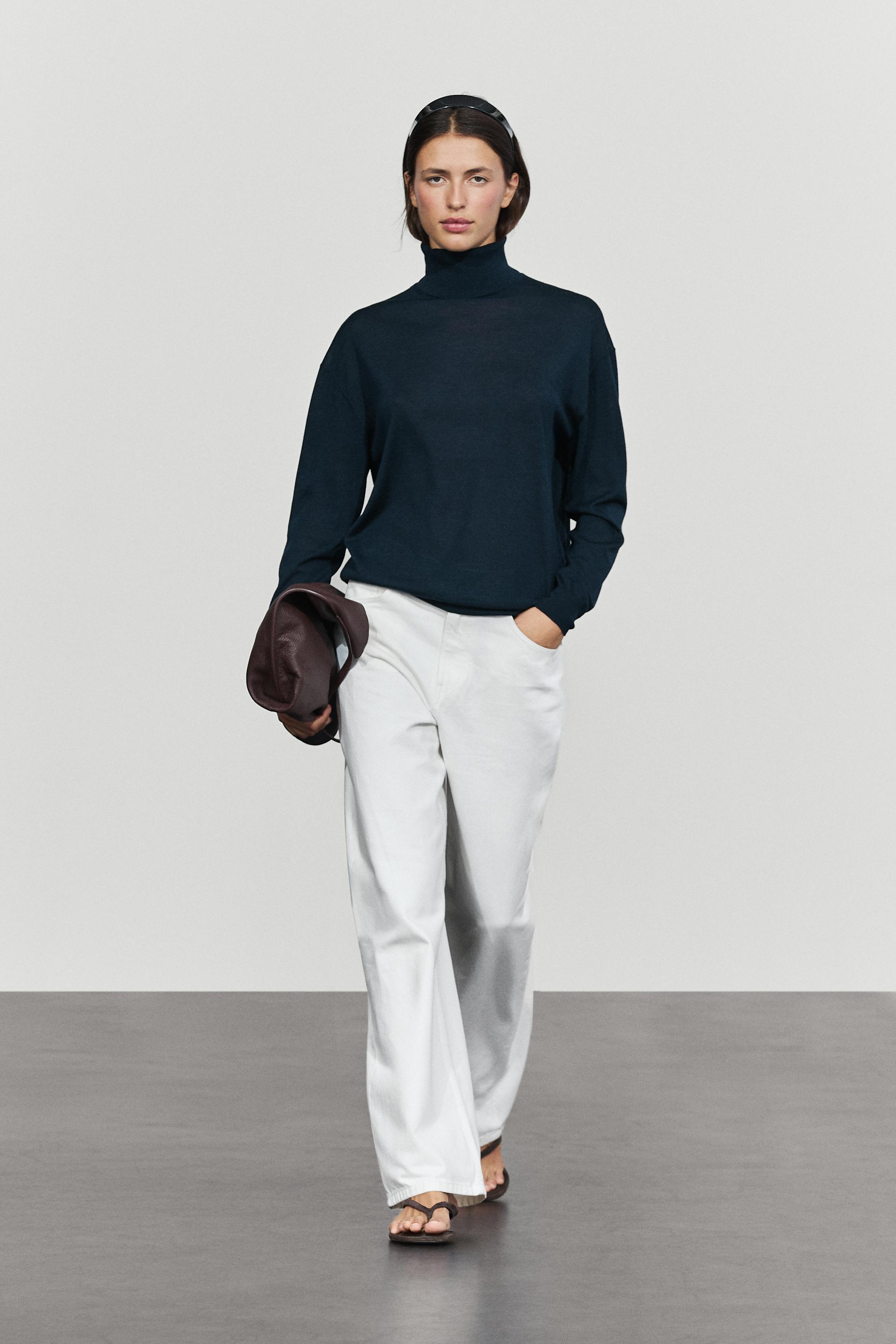 100% wool turtleneck knit sweater