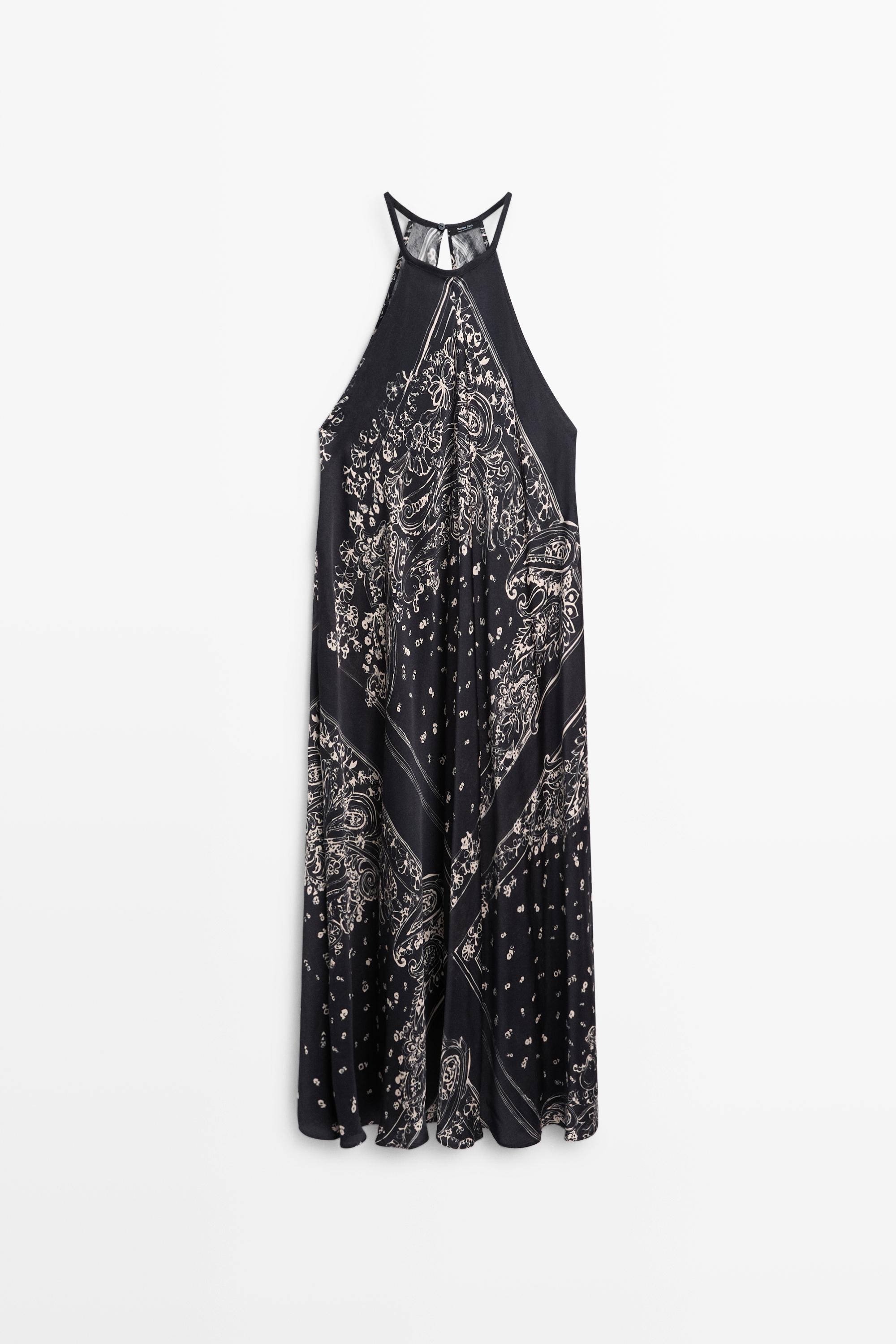 Long flowing paisley halter dress