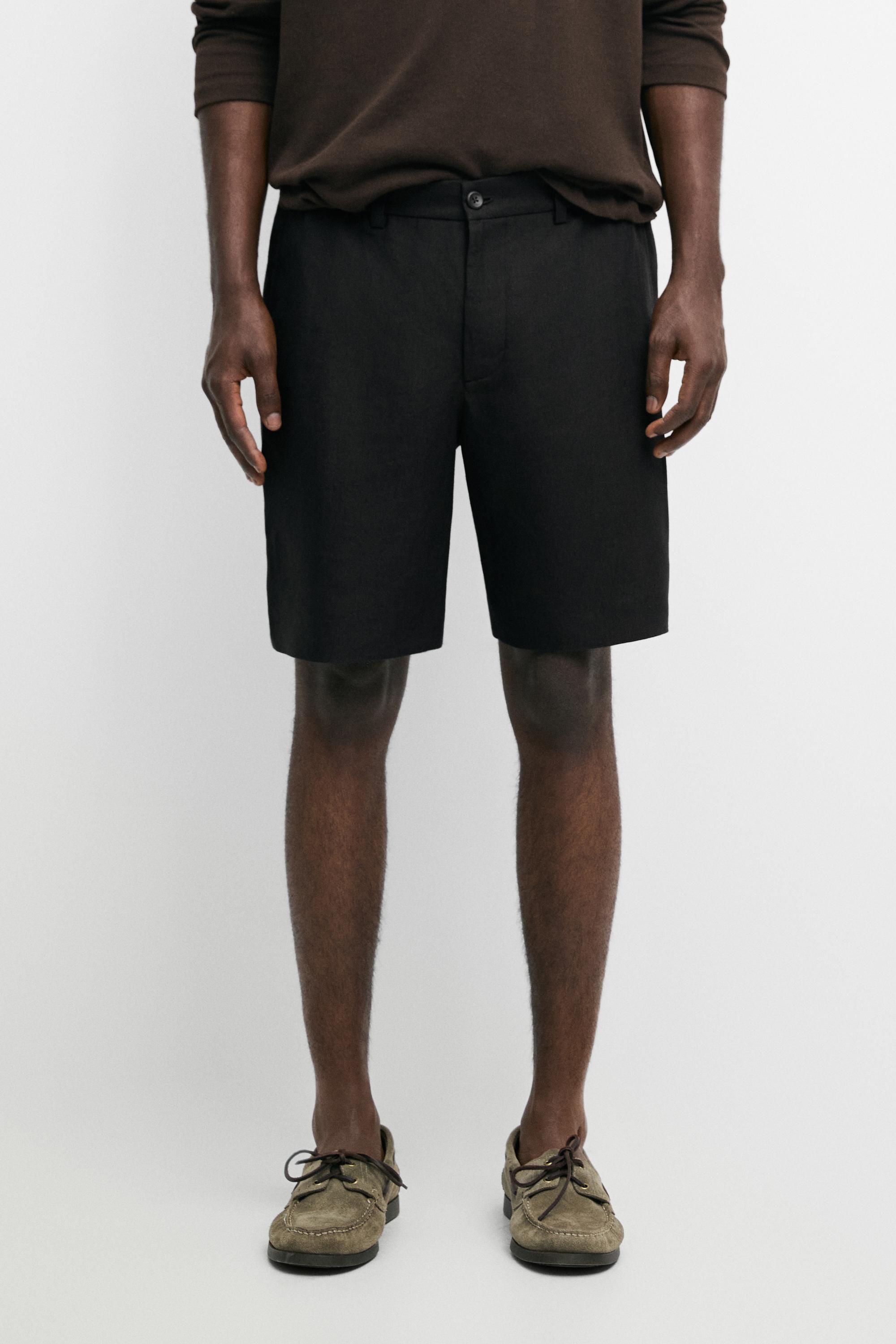 100% linen short Bermuda shorts