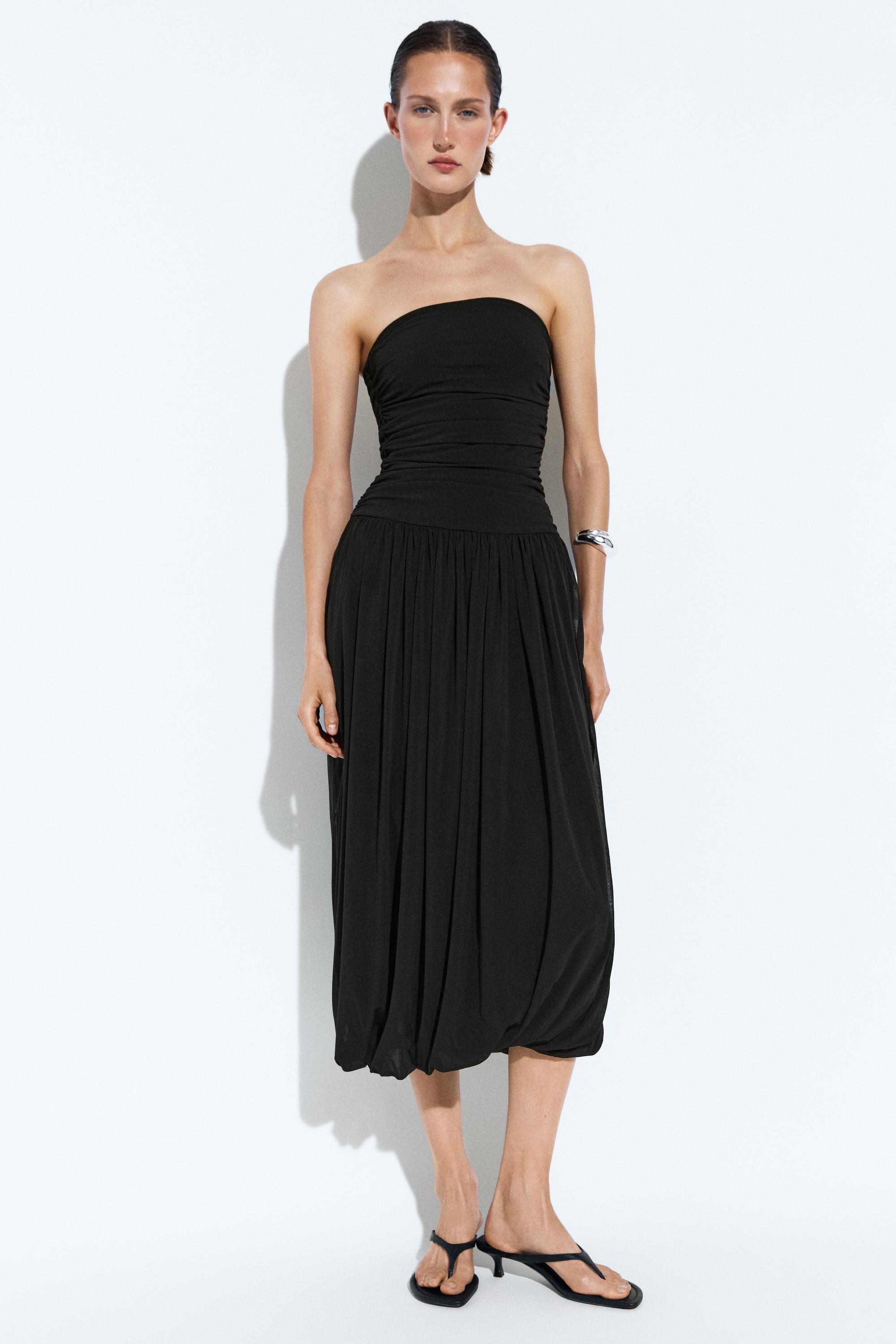 Strapless balloon midi dress
