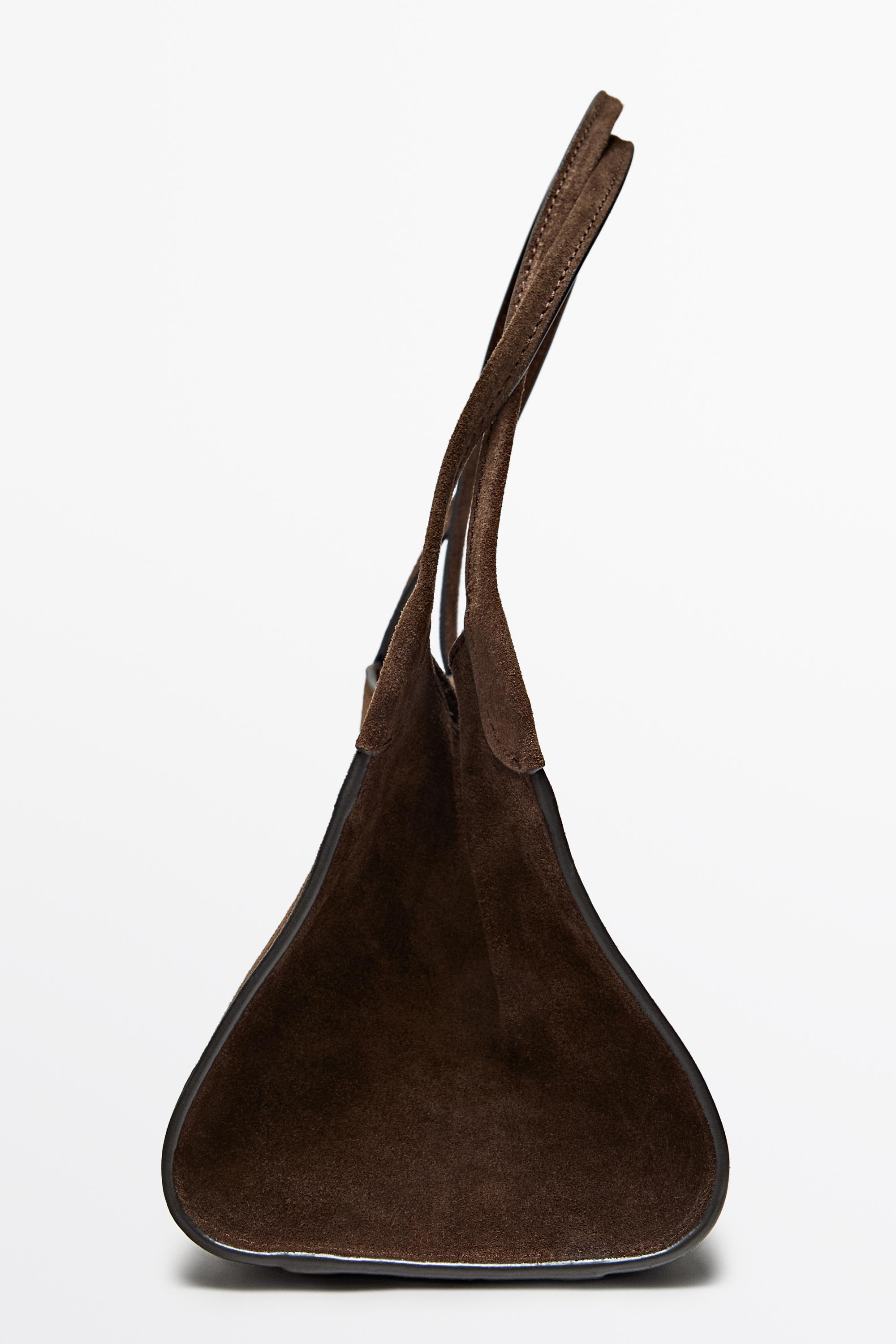 Split suede leather mini satchel bag