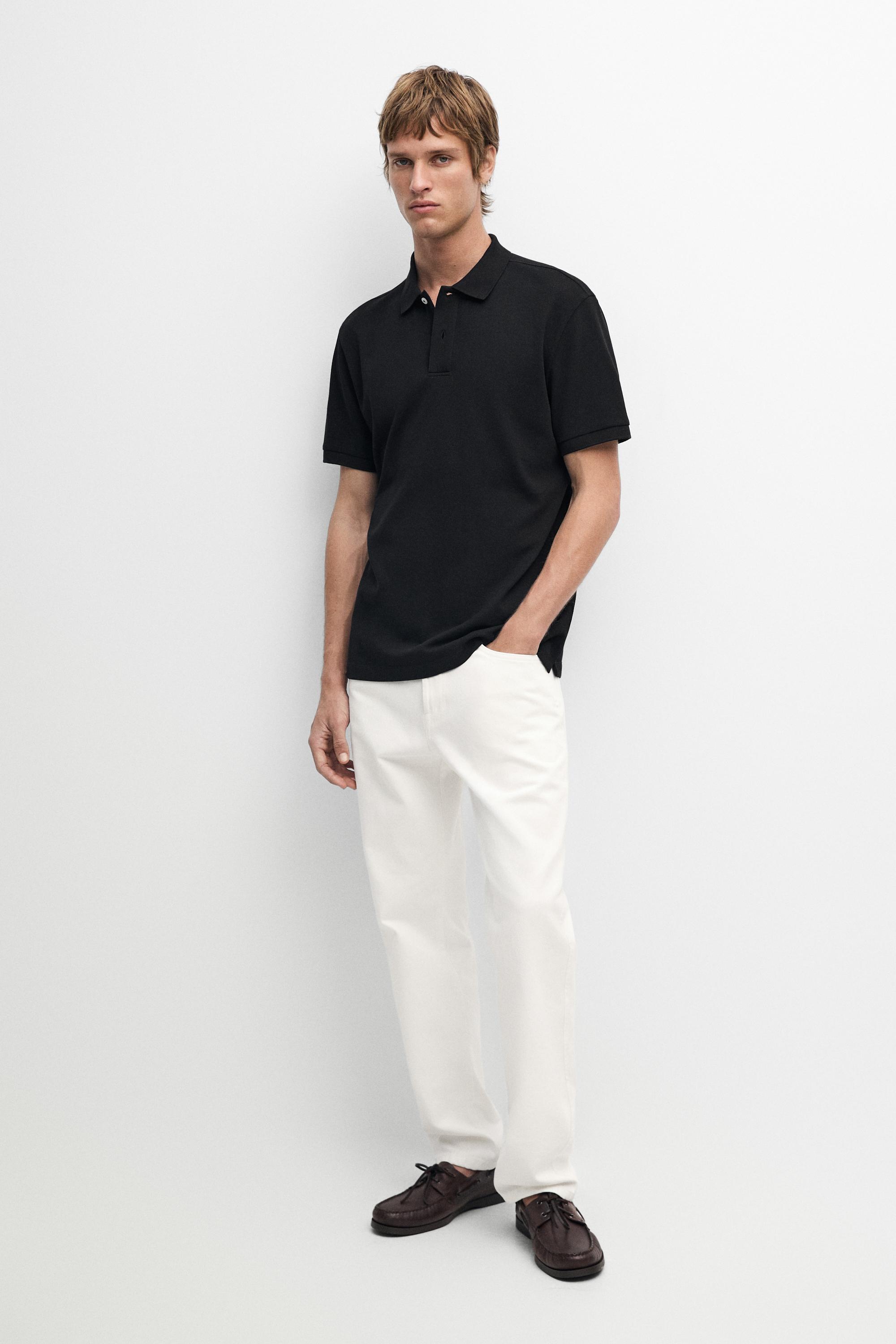Micro textured cotton piqué polo shirt