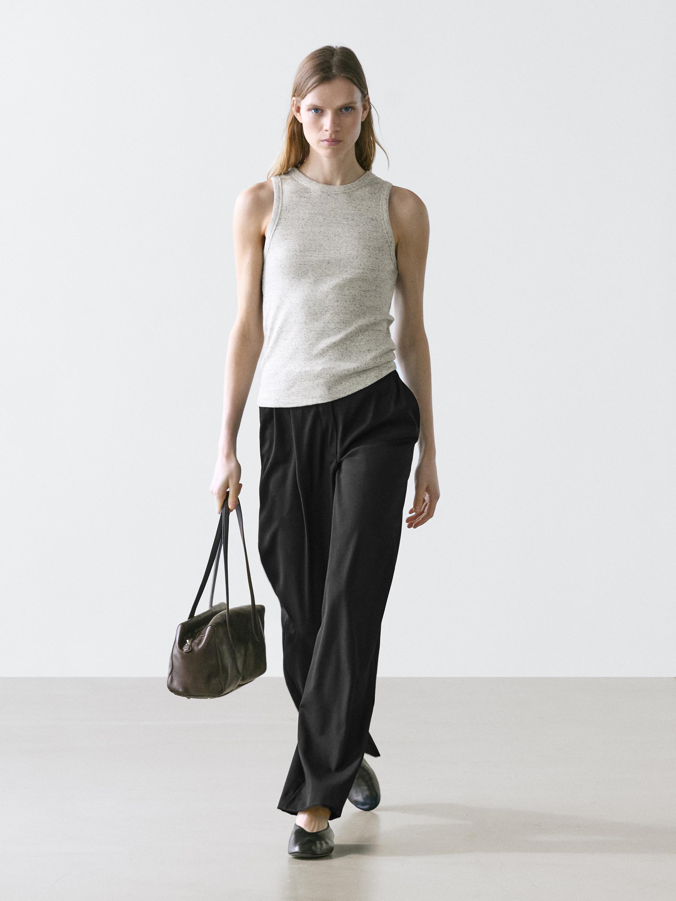 Extra fine wool pleated pants