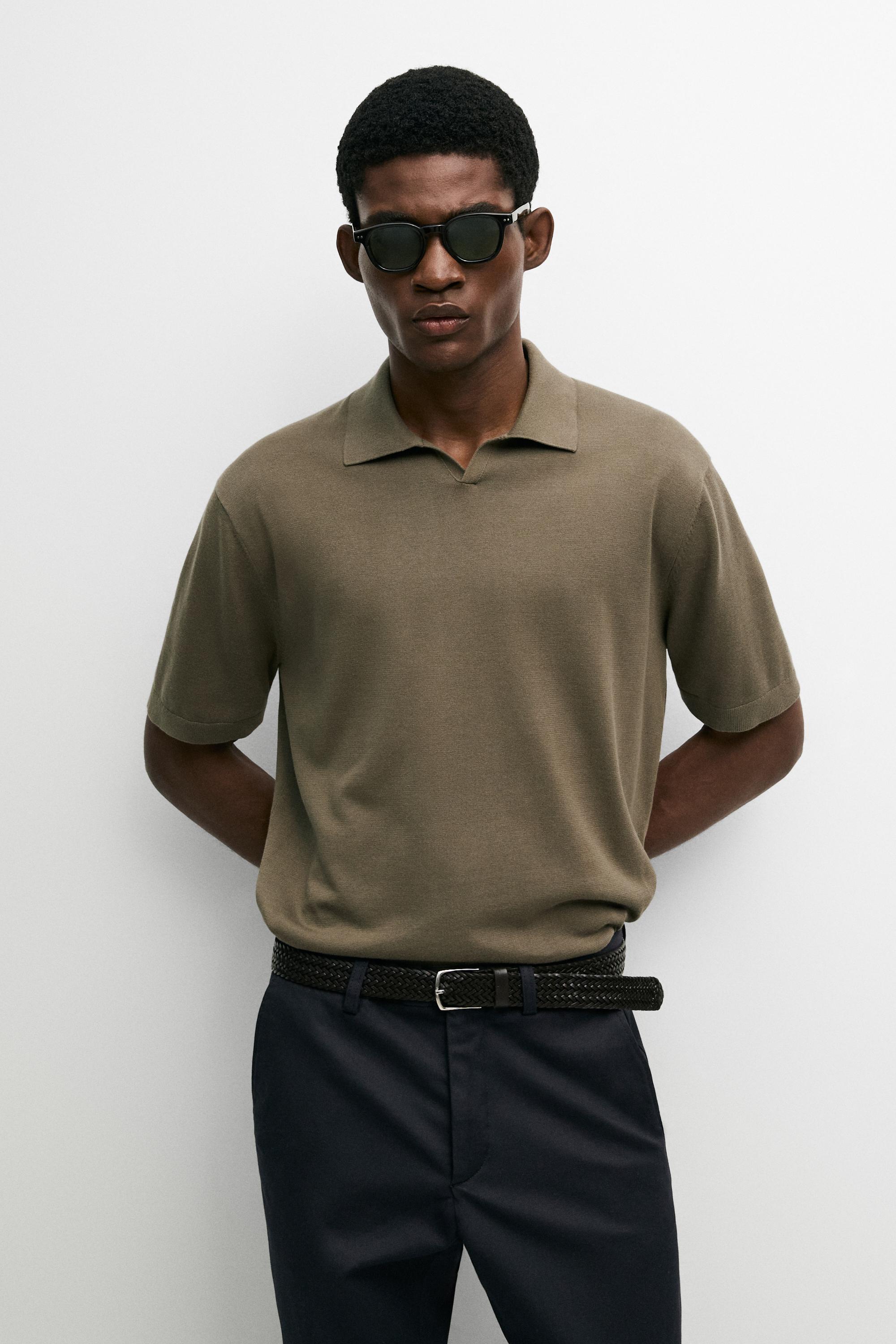 100% cotton V-neck knit polo