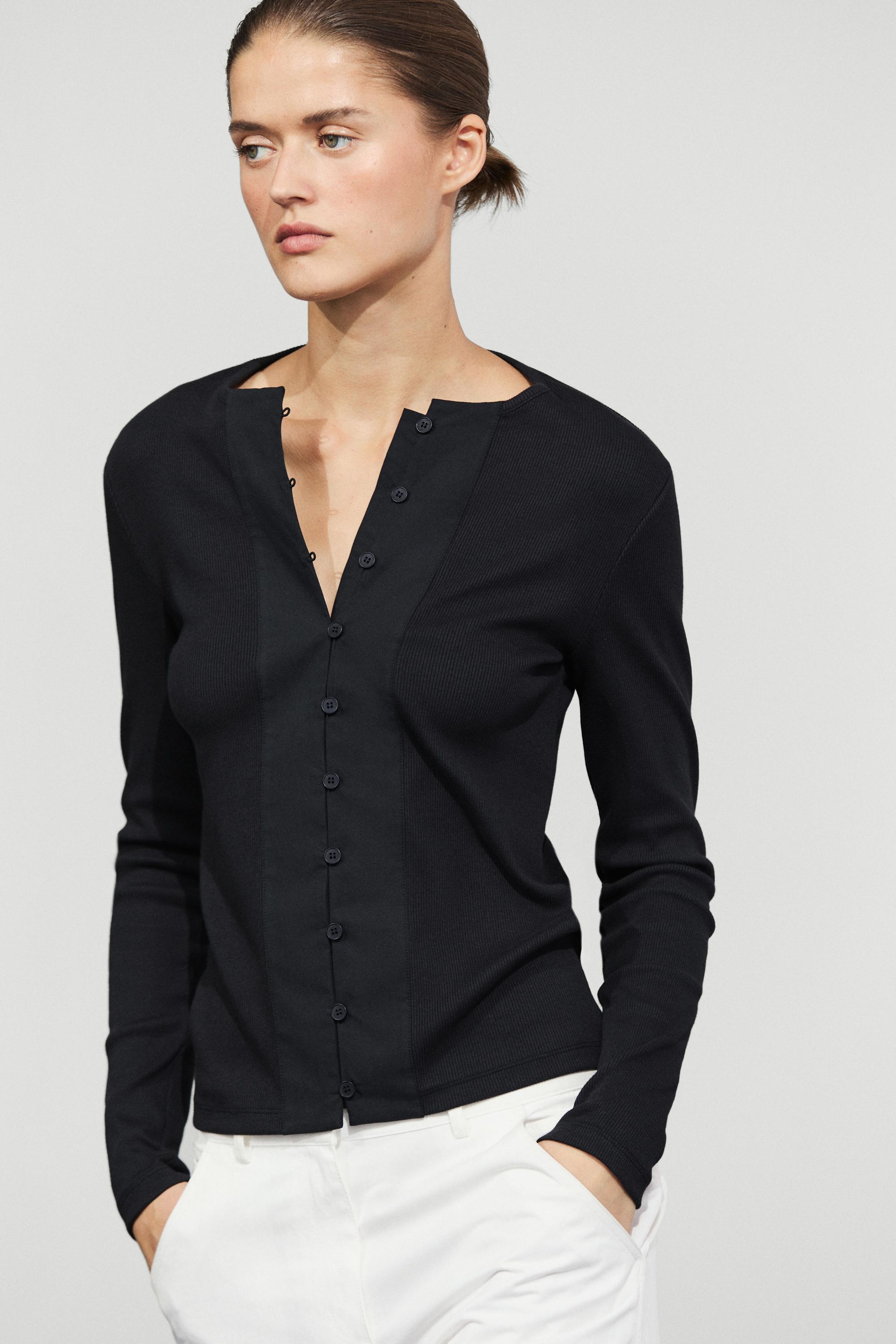 Cotton blend henley T-shirt with button detail