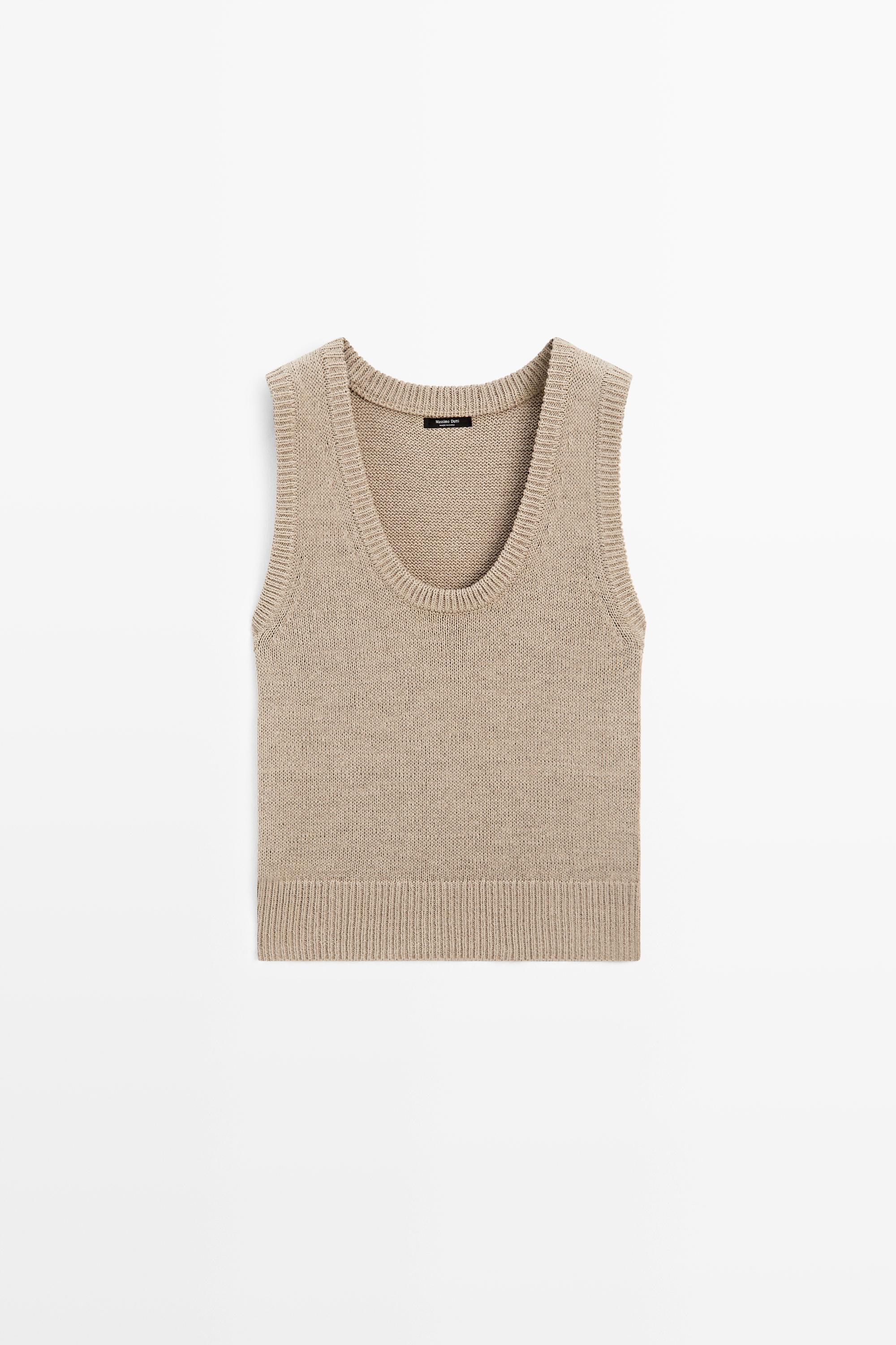 Cotton-blend ribbed knit vest