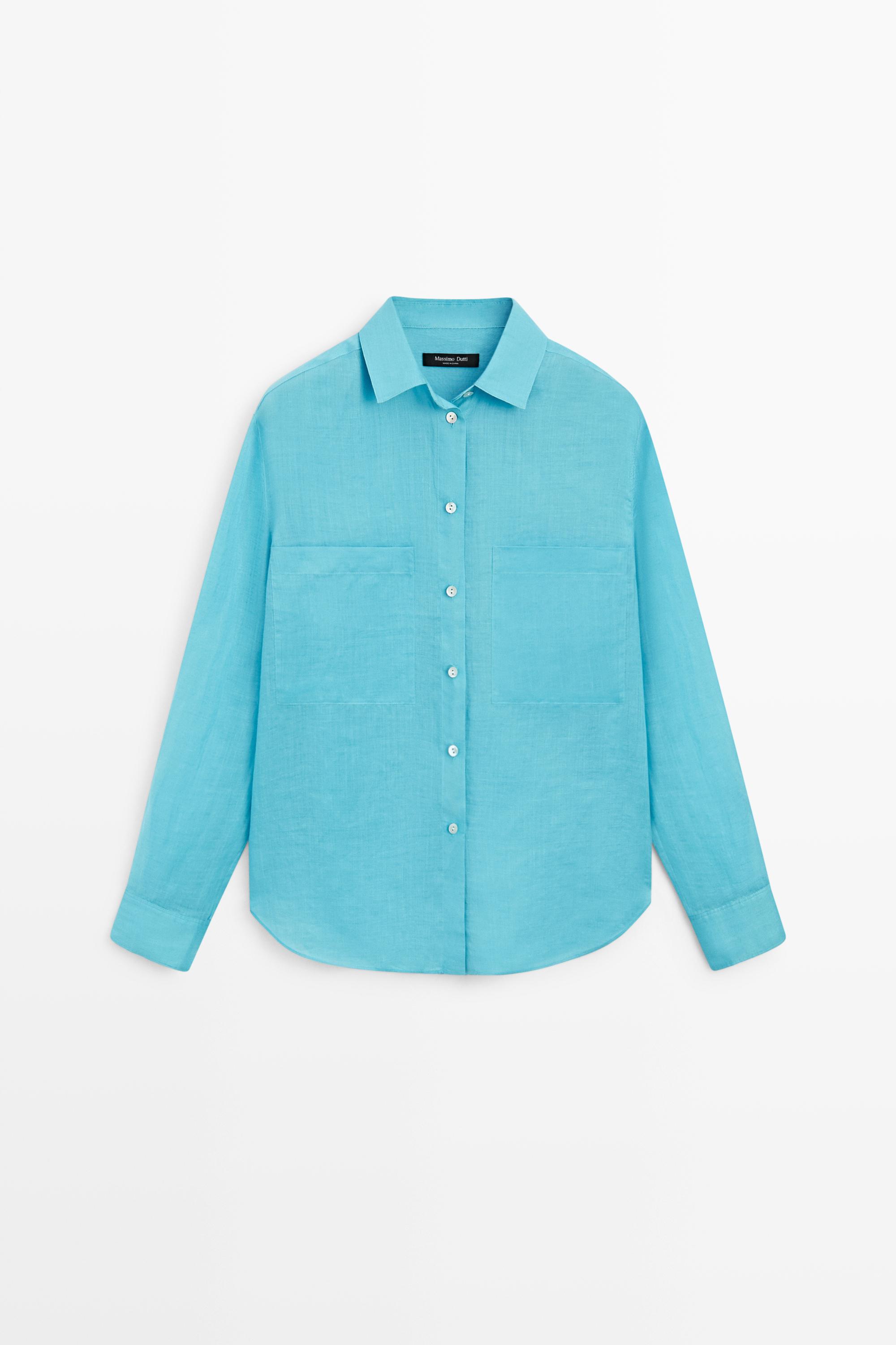 100% ramie flowing pocket shirt