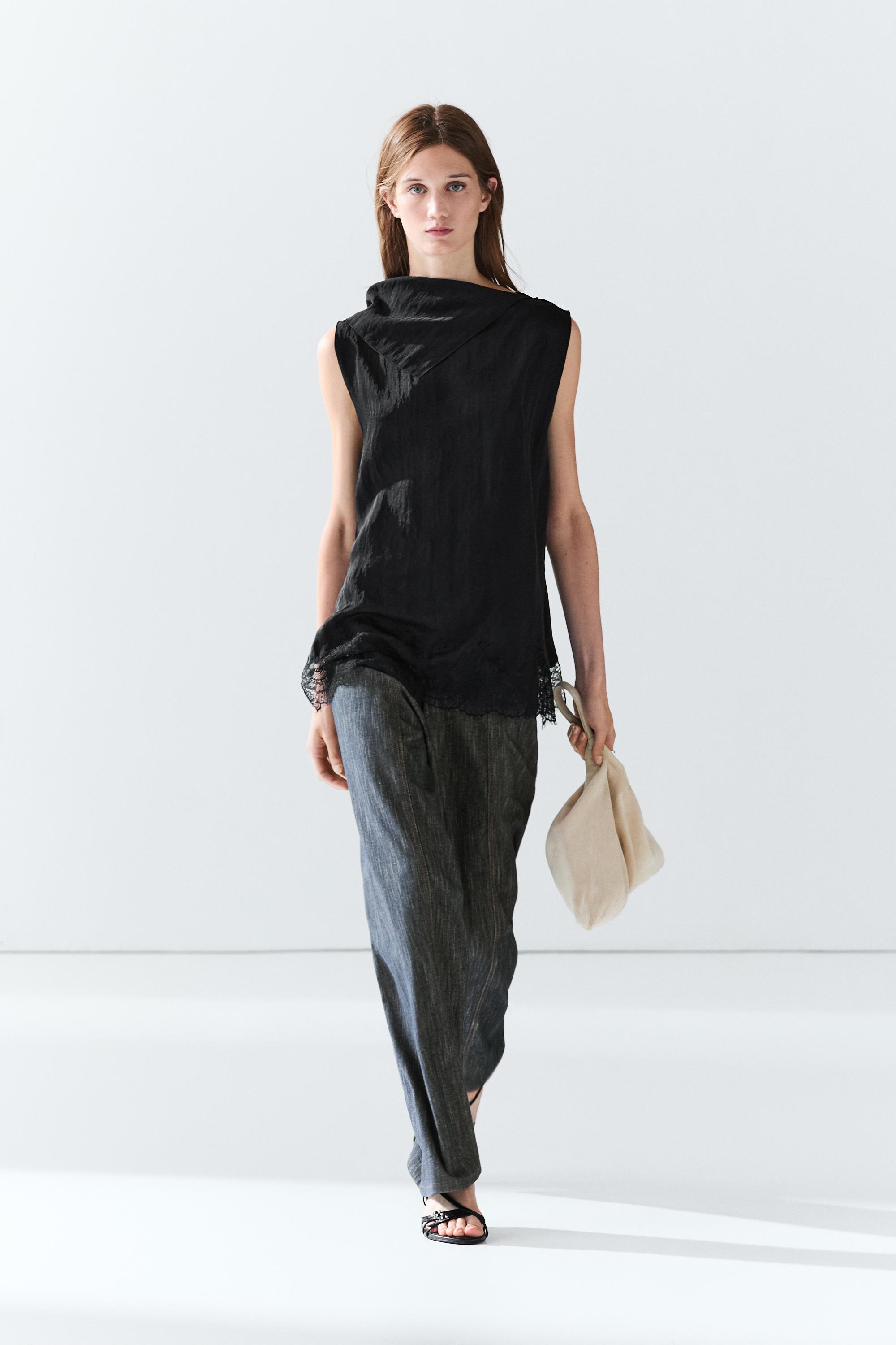 Flowing lace-detail top