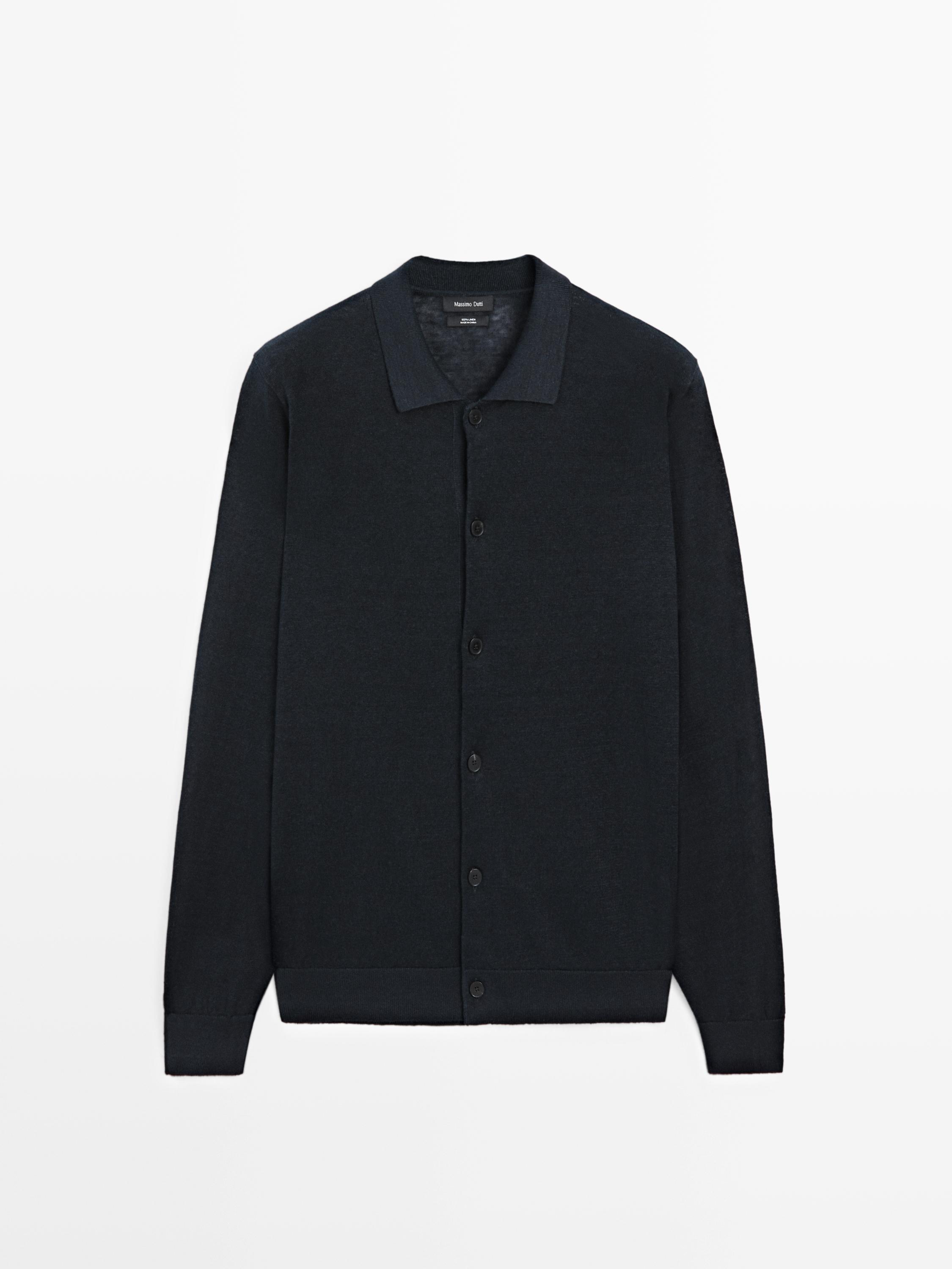 Linen knit cardigan with buttons