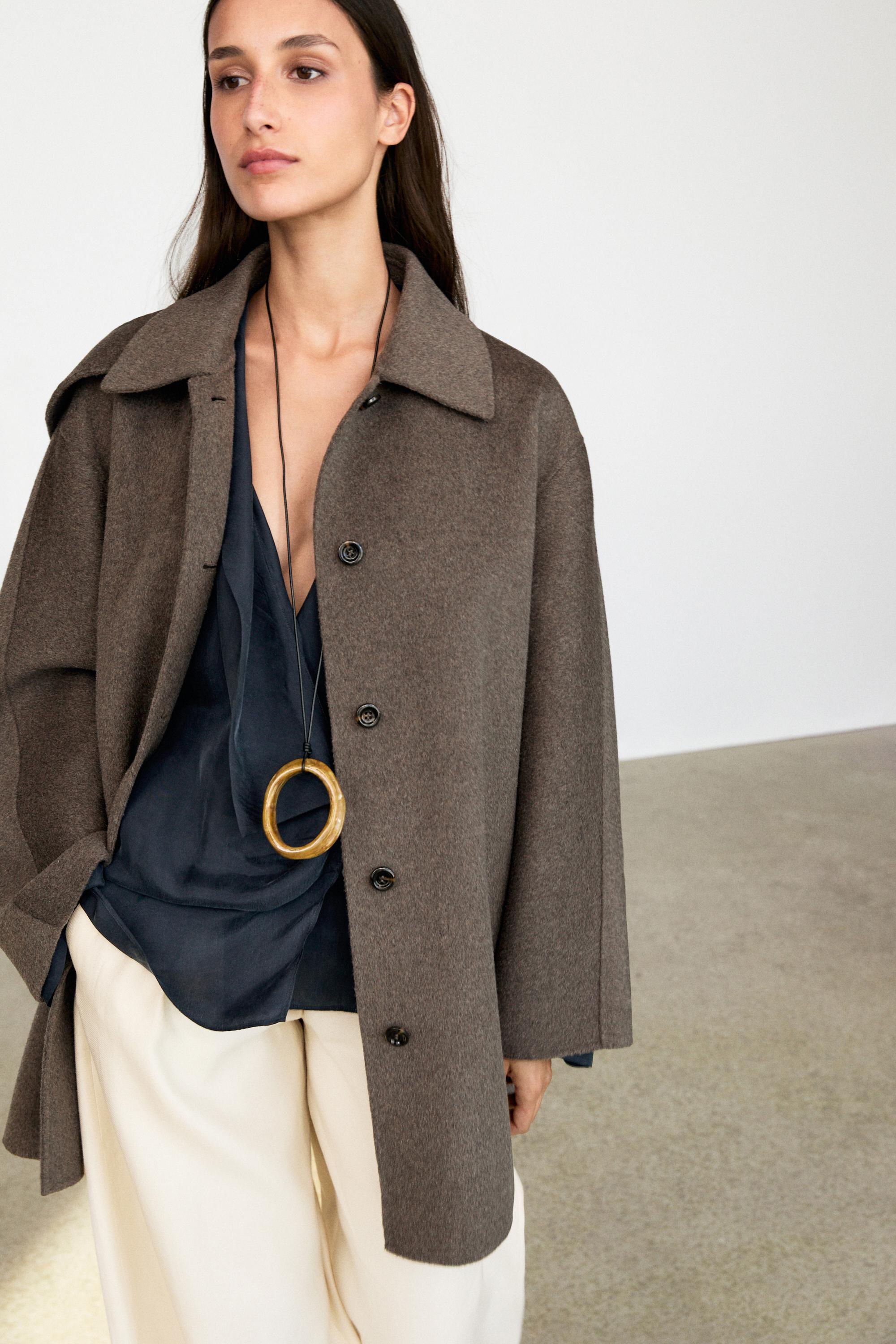 Melange wool blend coat