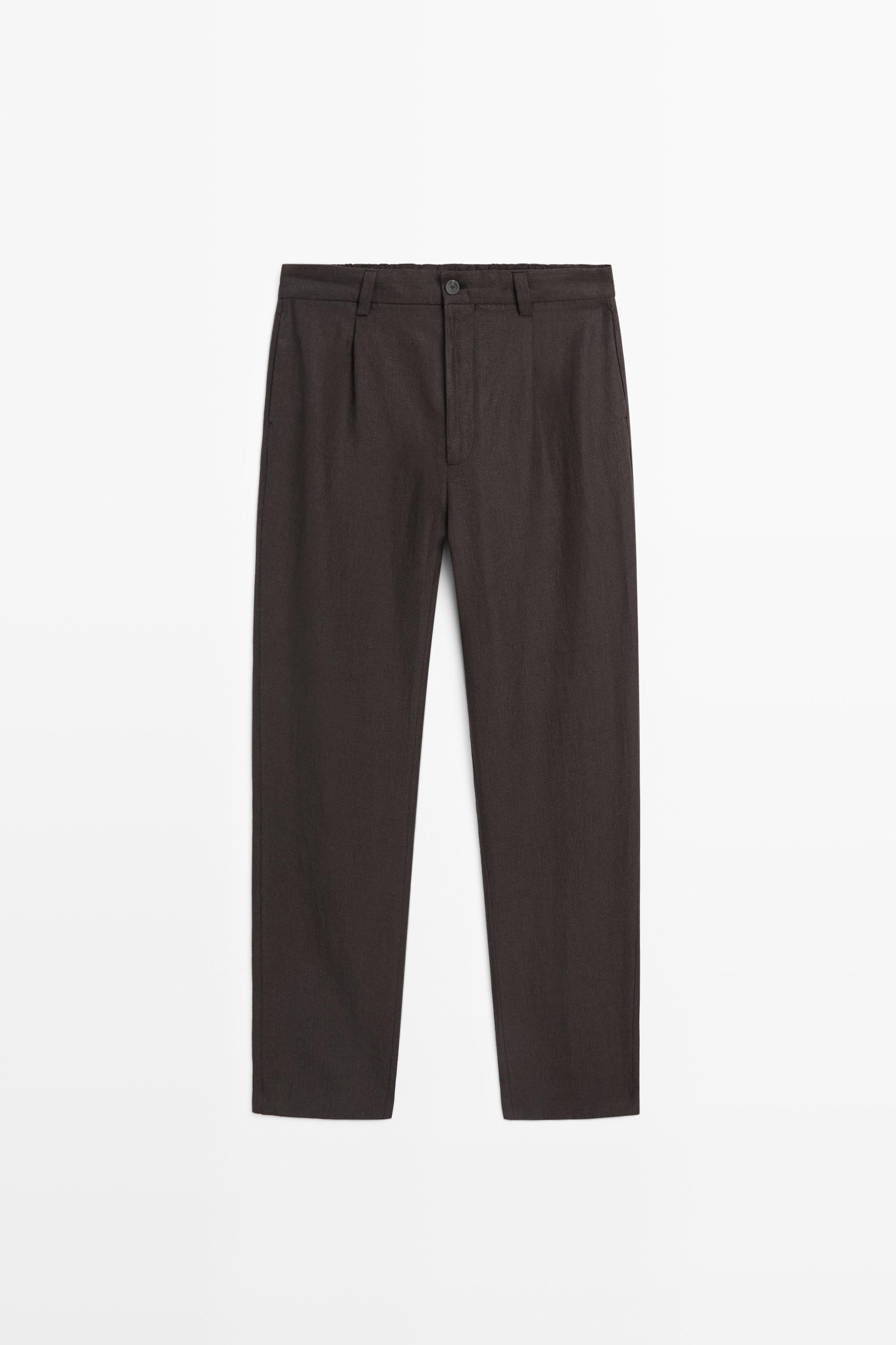 100% linen houndstooth pants