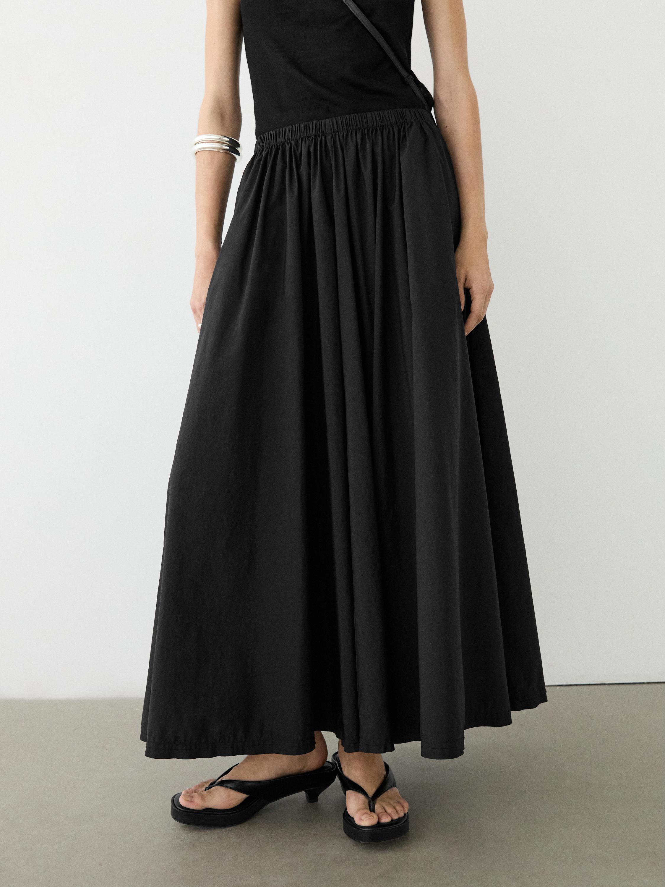 Technical fabric midi skirt
