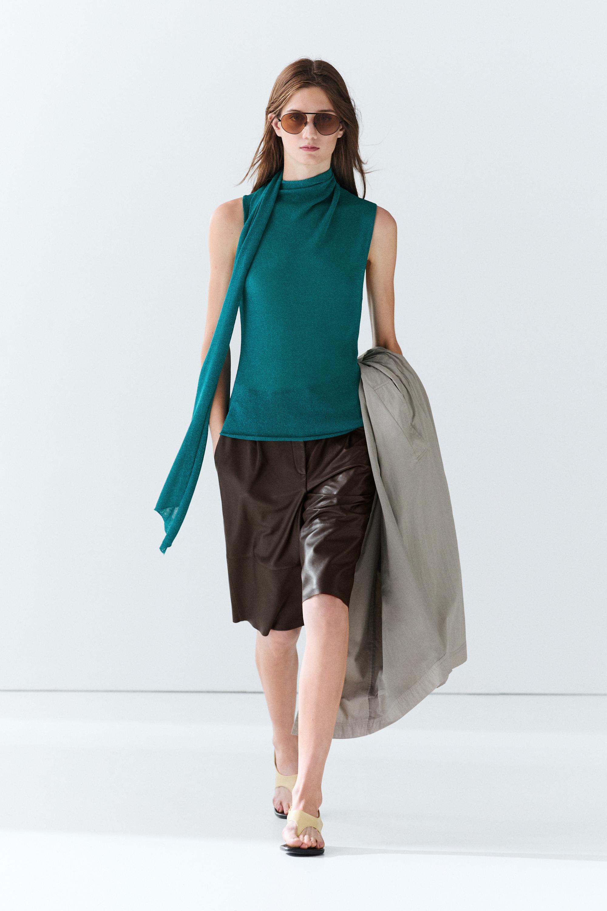 High neck top with scarf detail