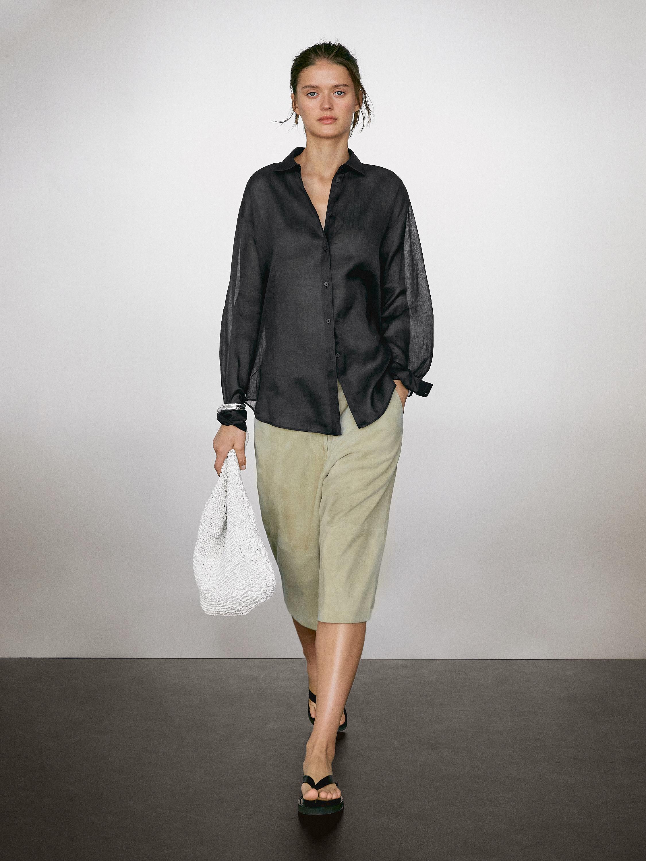 Lightweight semi-sheer 100% ramie shirt
