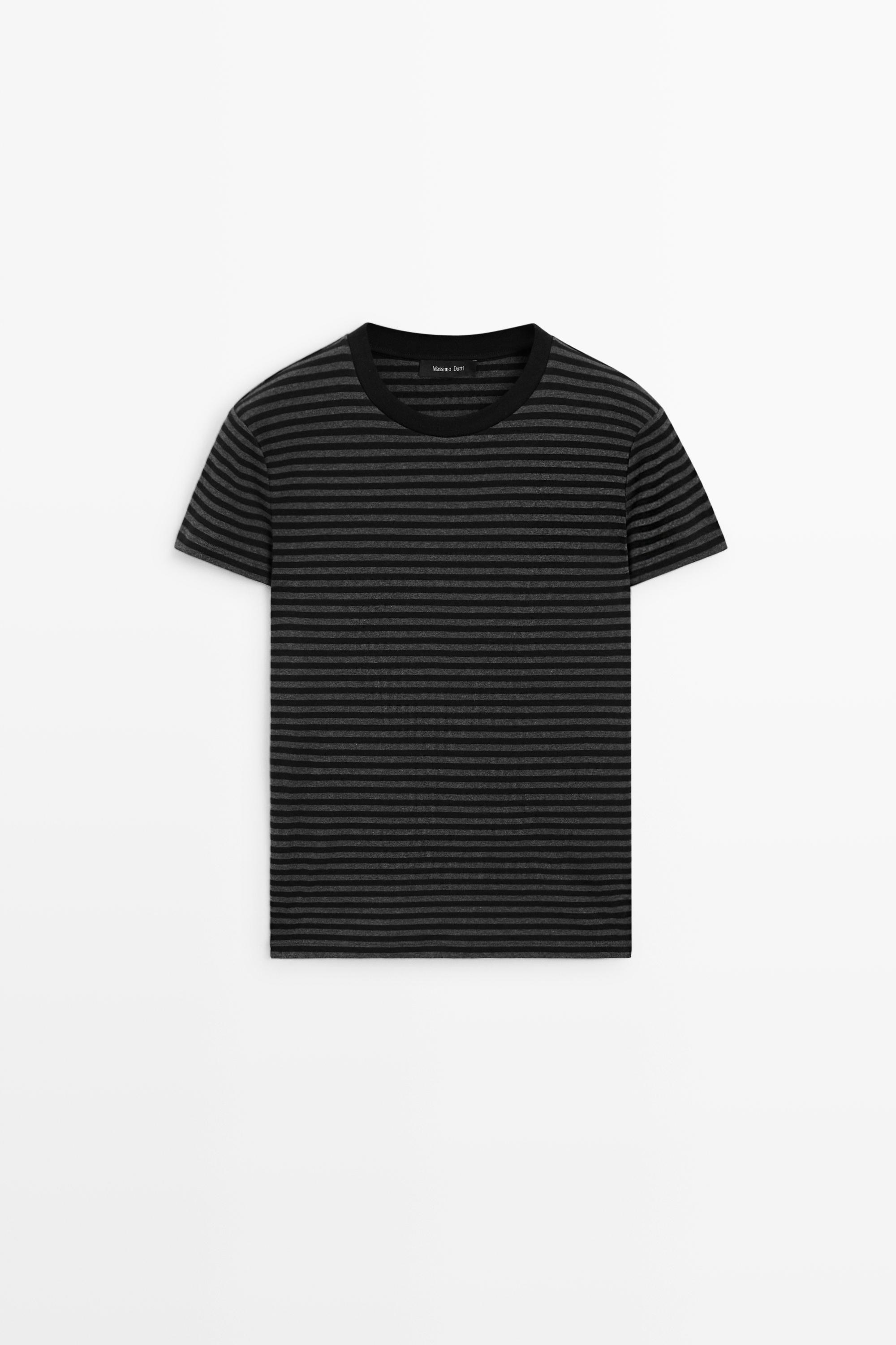 Ribbed striped short sleeve T-shirt