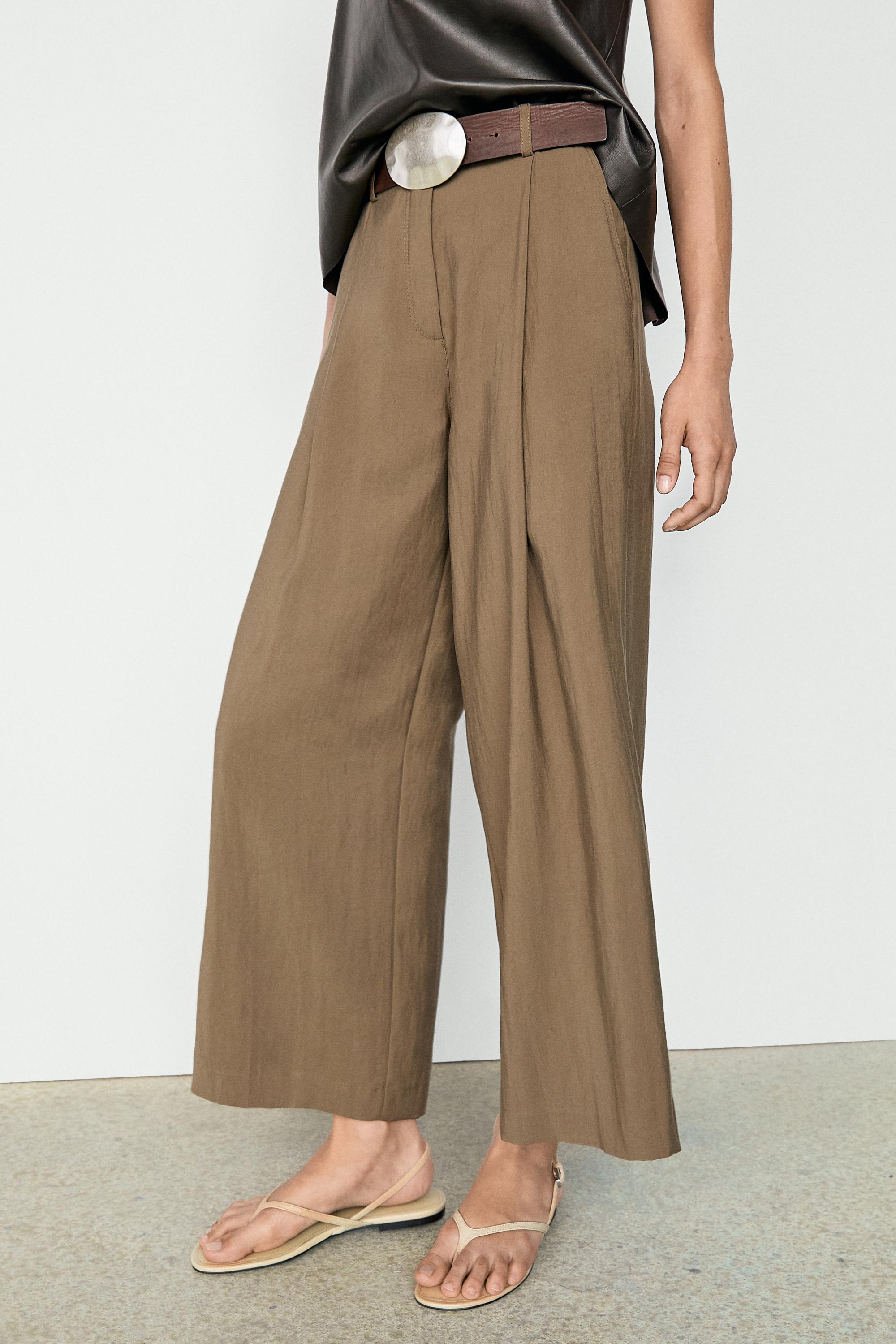 Flowing cropped wide-leg pants