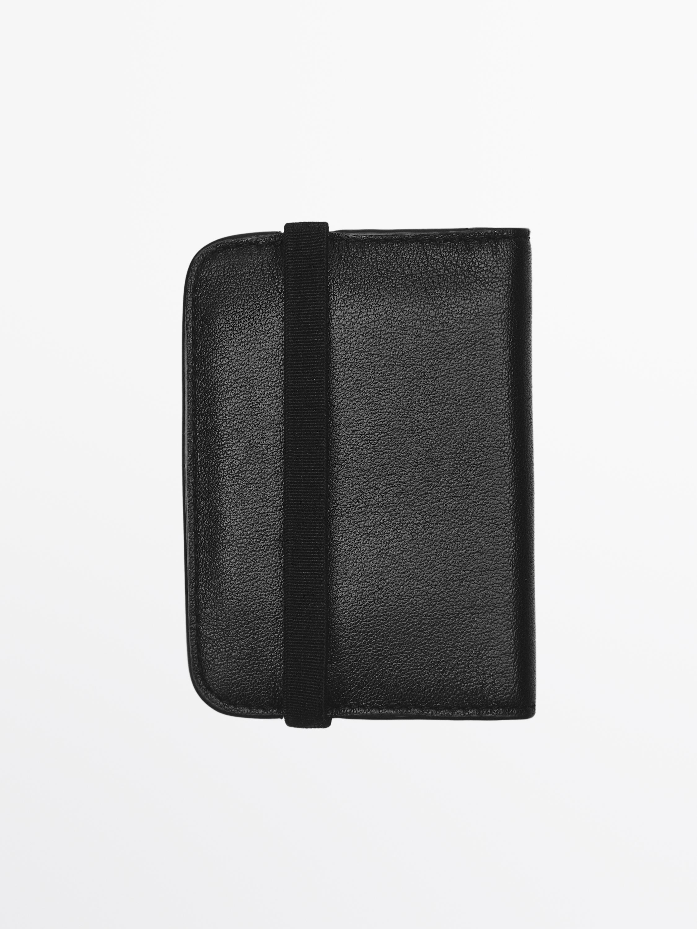 Nappa leather card holder with flap