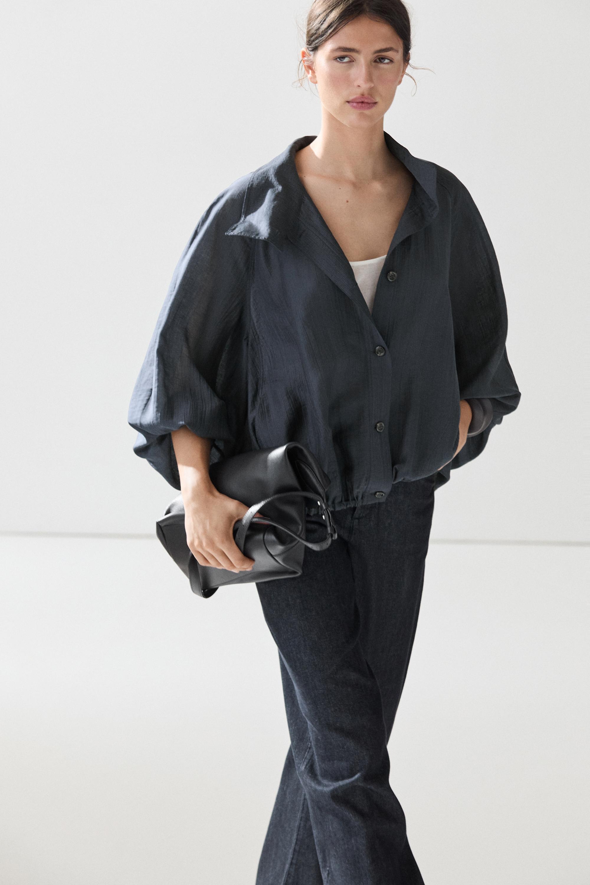 Flowy bomber jacket with puff detail