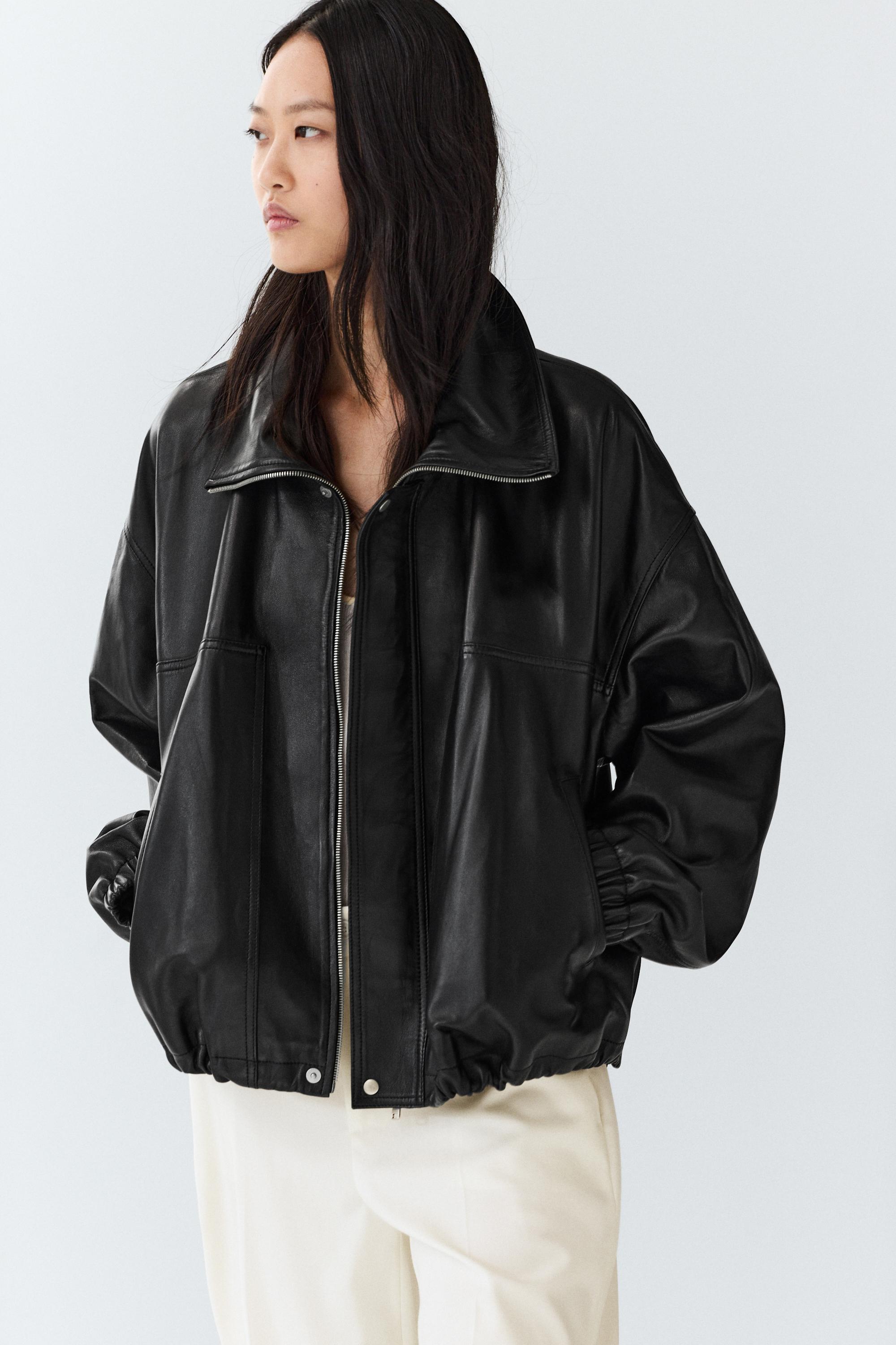 Nappa leather bomber jacket
